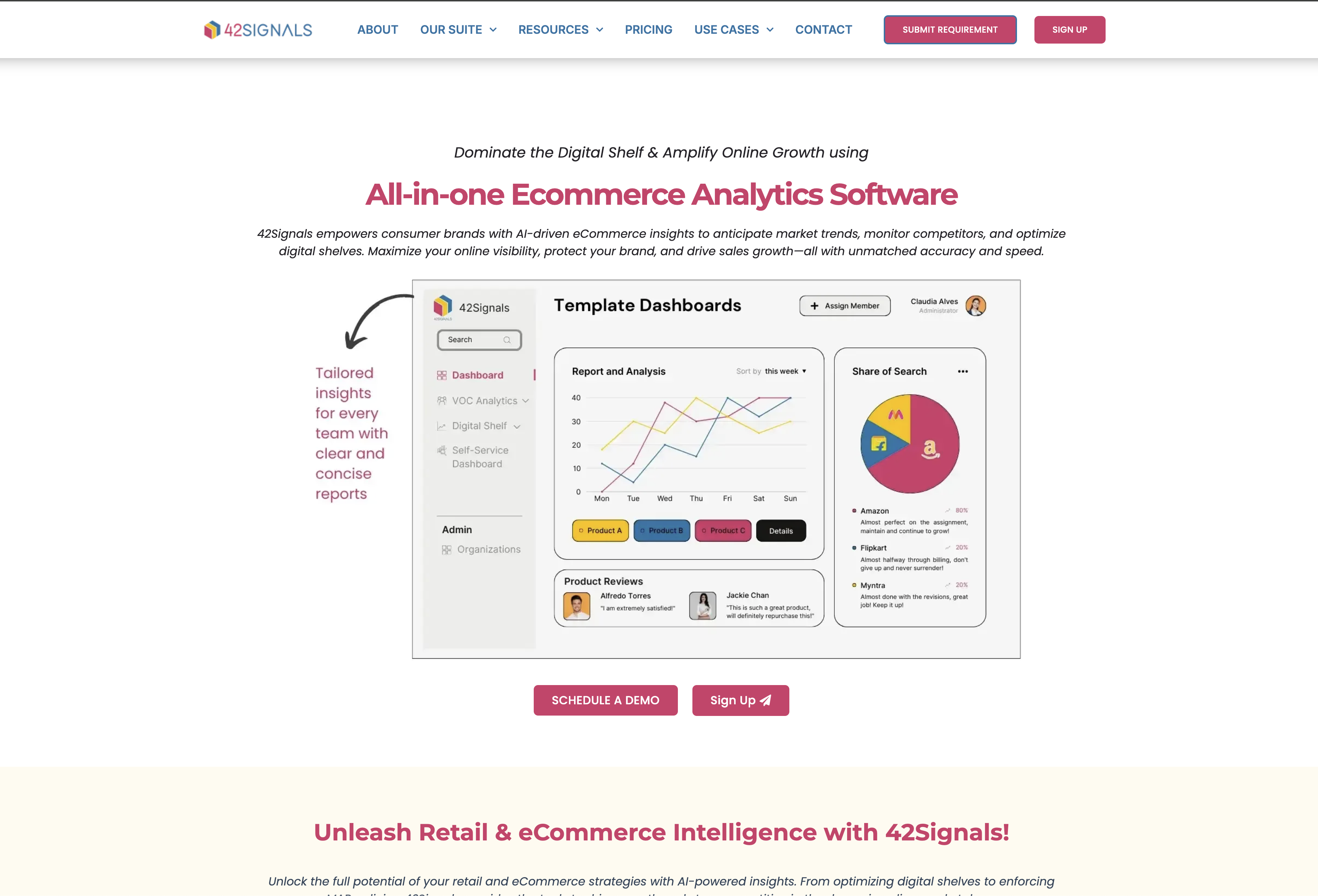 42Signals - Screenshot showing the interface and features of this AI tool