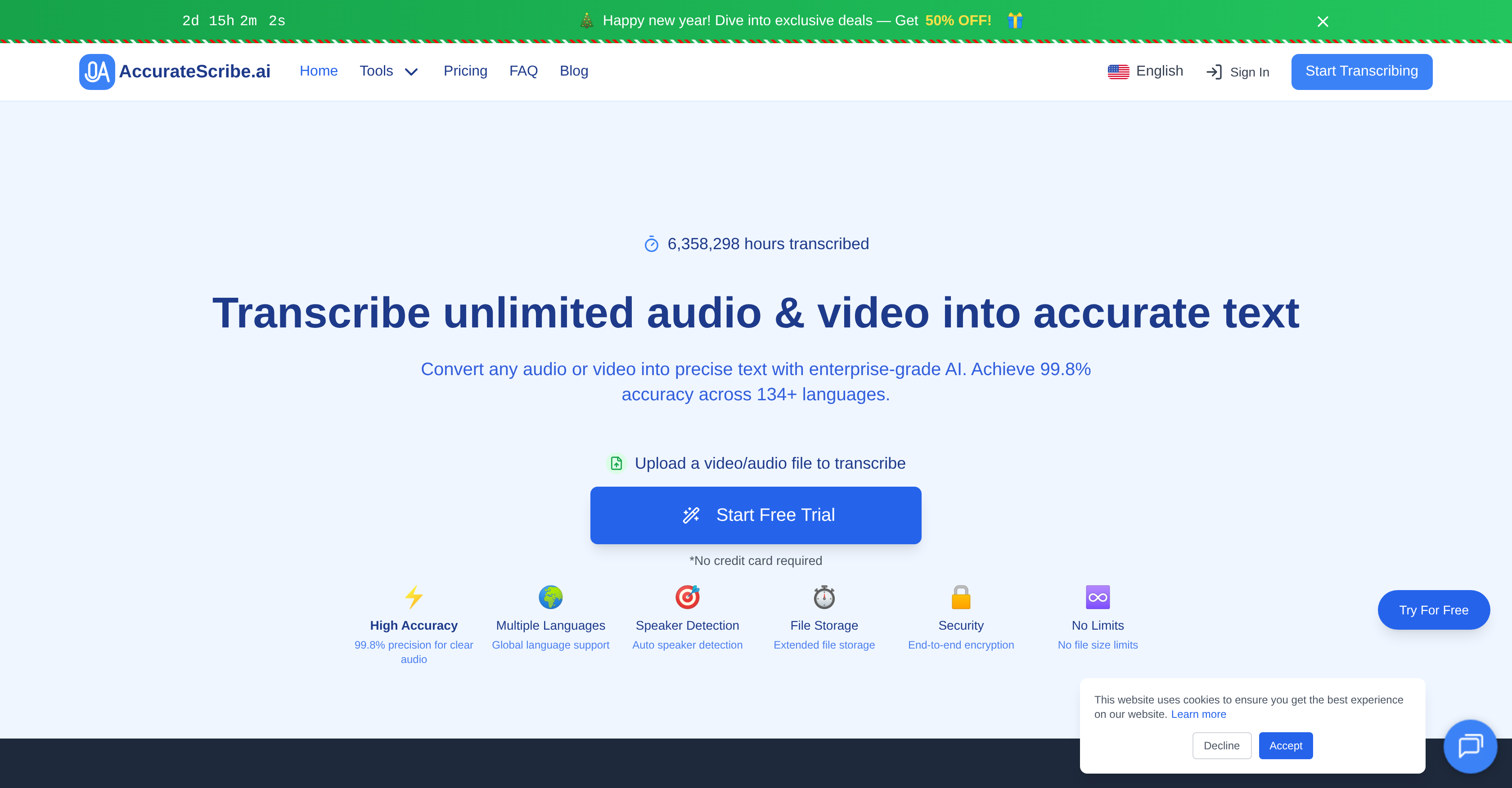 AccurateScribe - Screenshot showing the interface and features of this AI tool