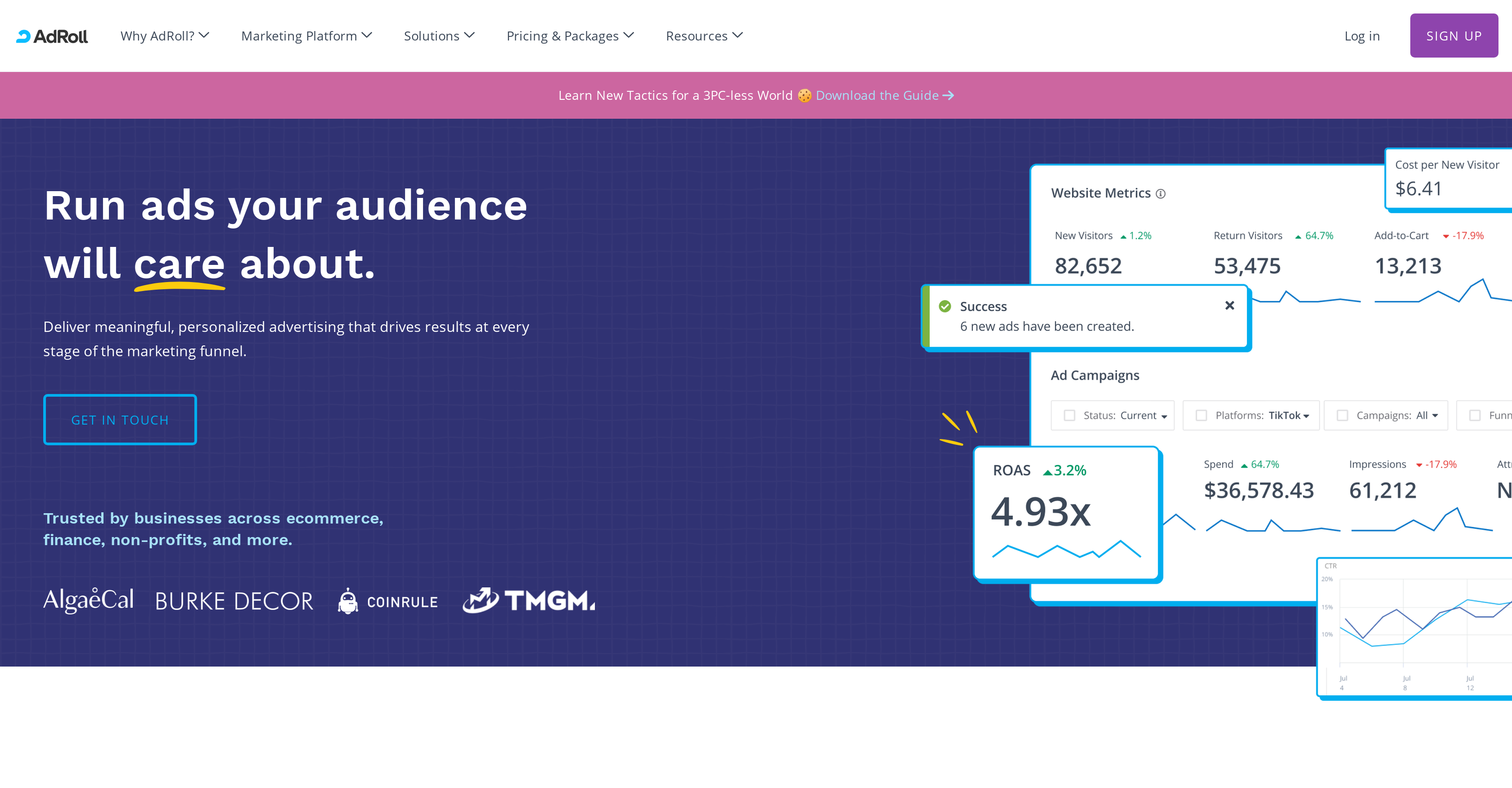 AdRoll - Screenshot showing the interface and features of this AI tool