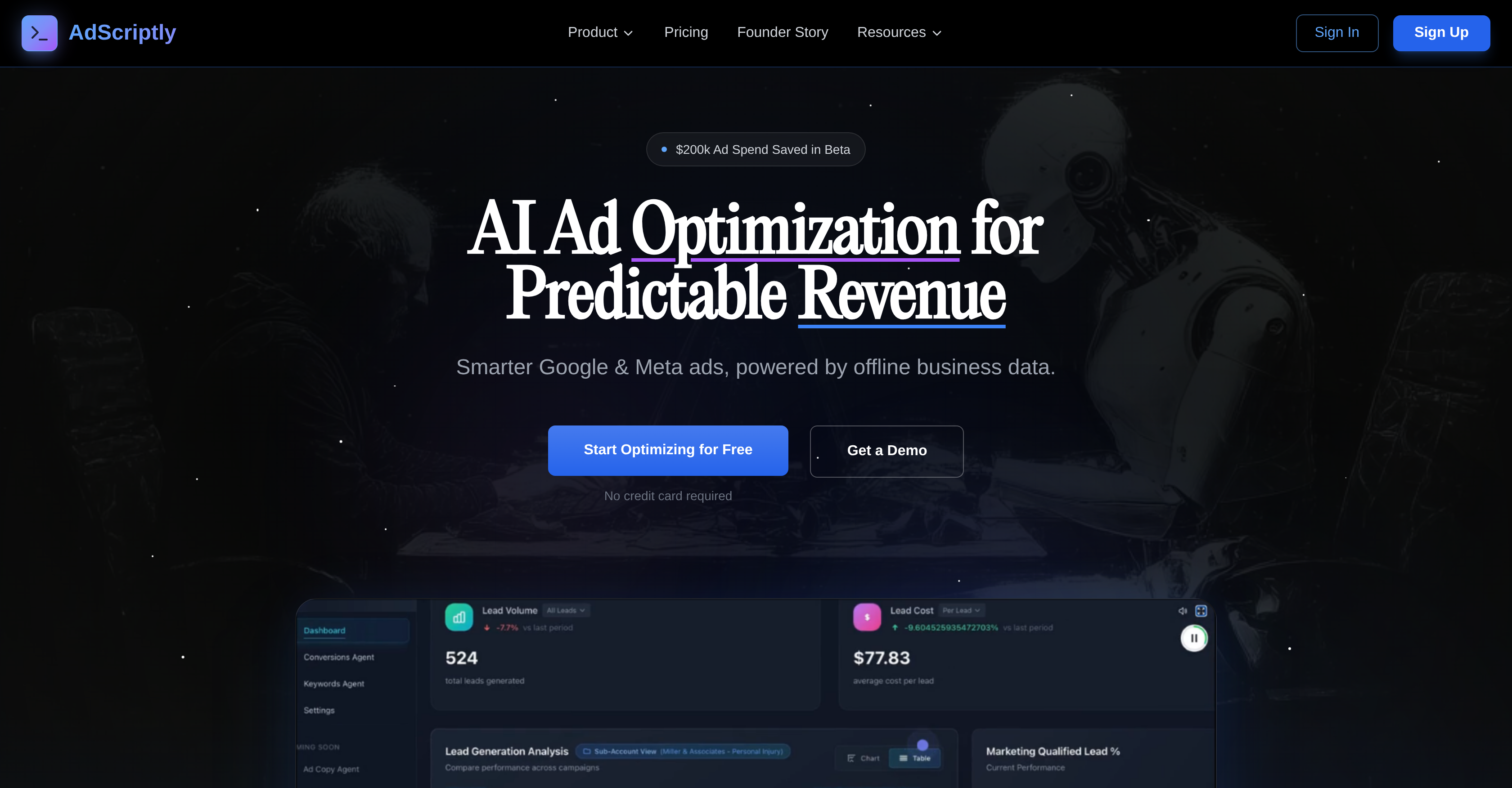 AdScriptly - Screenshot showing the interface and features of this AI tool