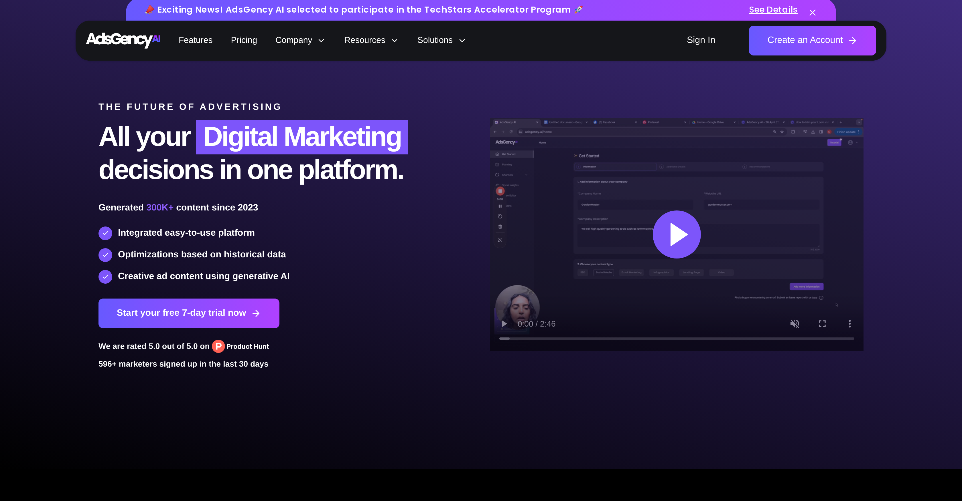 AdsGency - Screenshot showing the interface and features of this AI tool