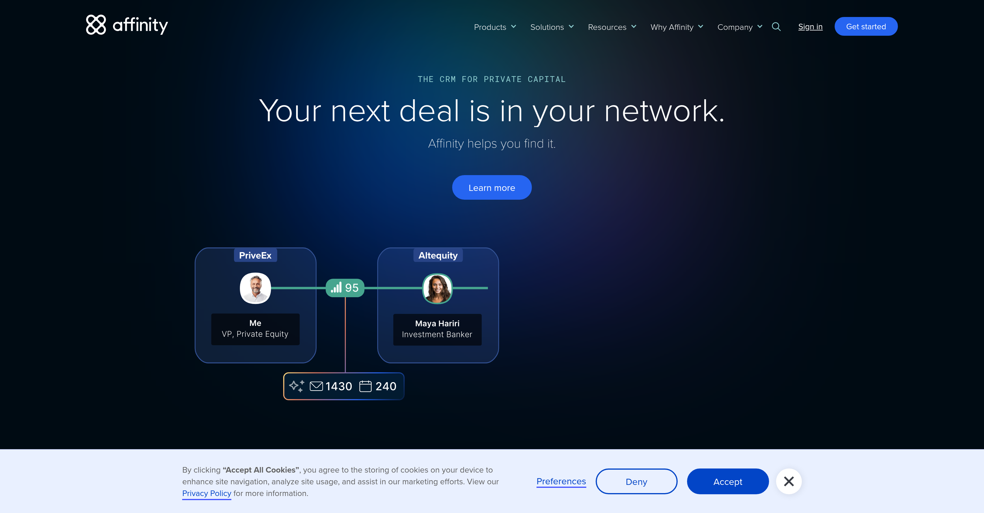 Affinity - Screenshot showing the interface and features of this AI tool