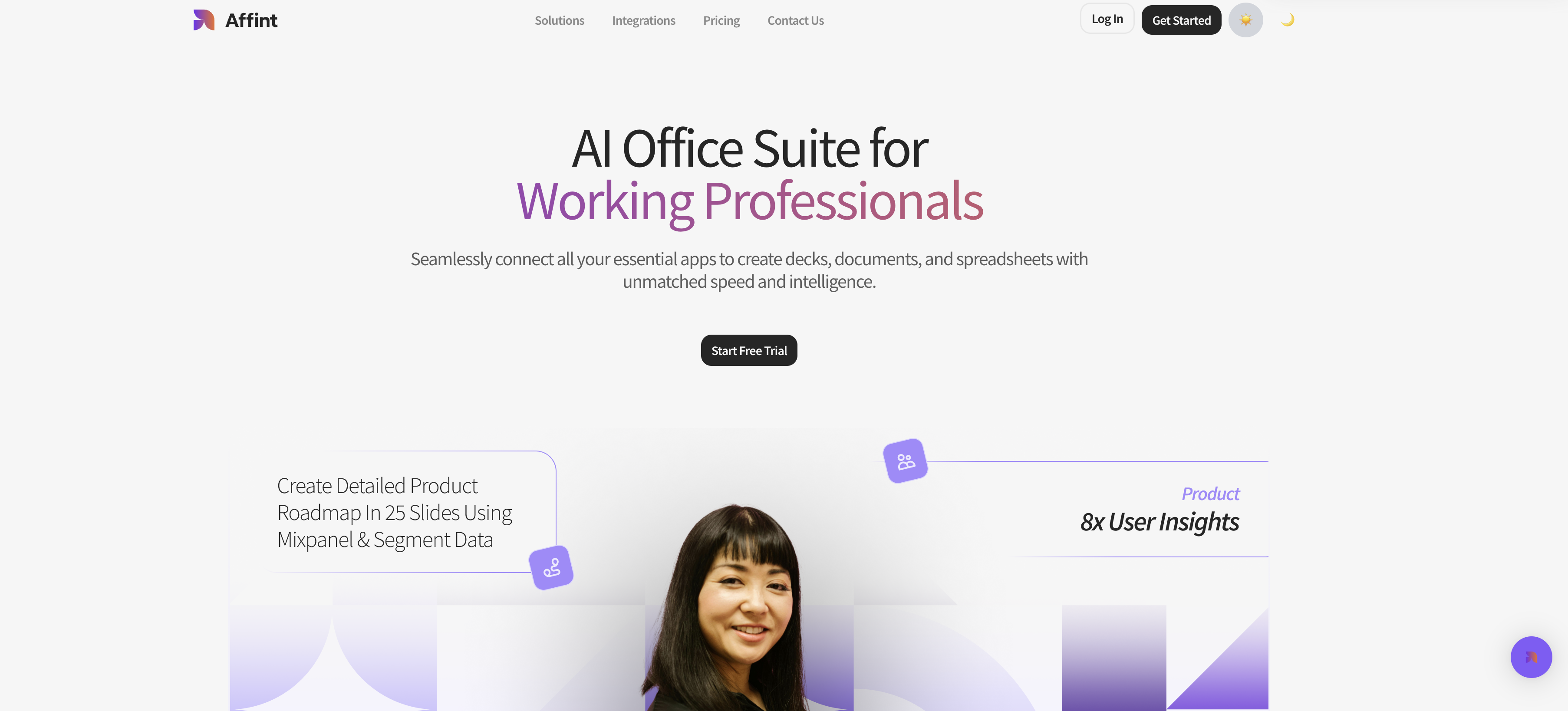 Affint - Screenshot showing the interface and features of this AI tool
