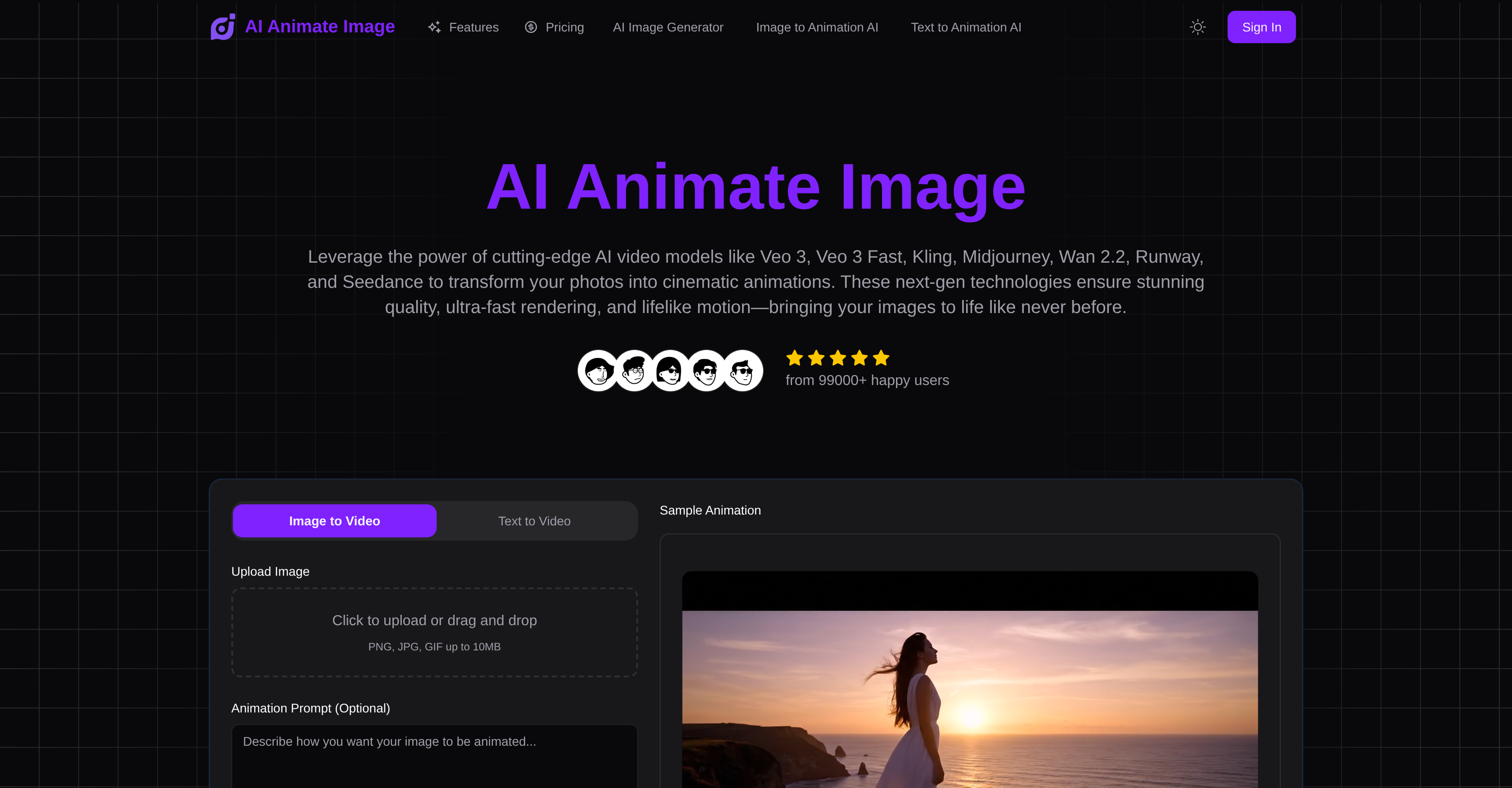 AI Animate Image - Screenshot showing the interface and features of this AI tool