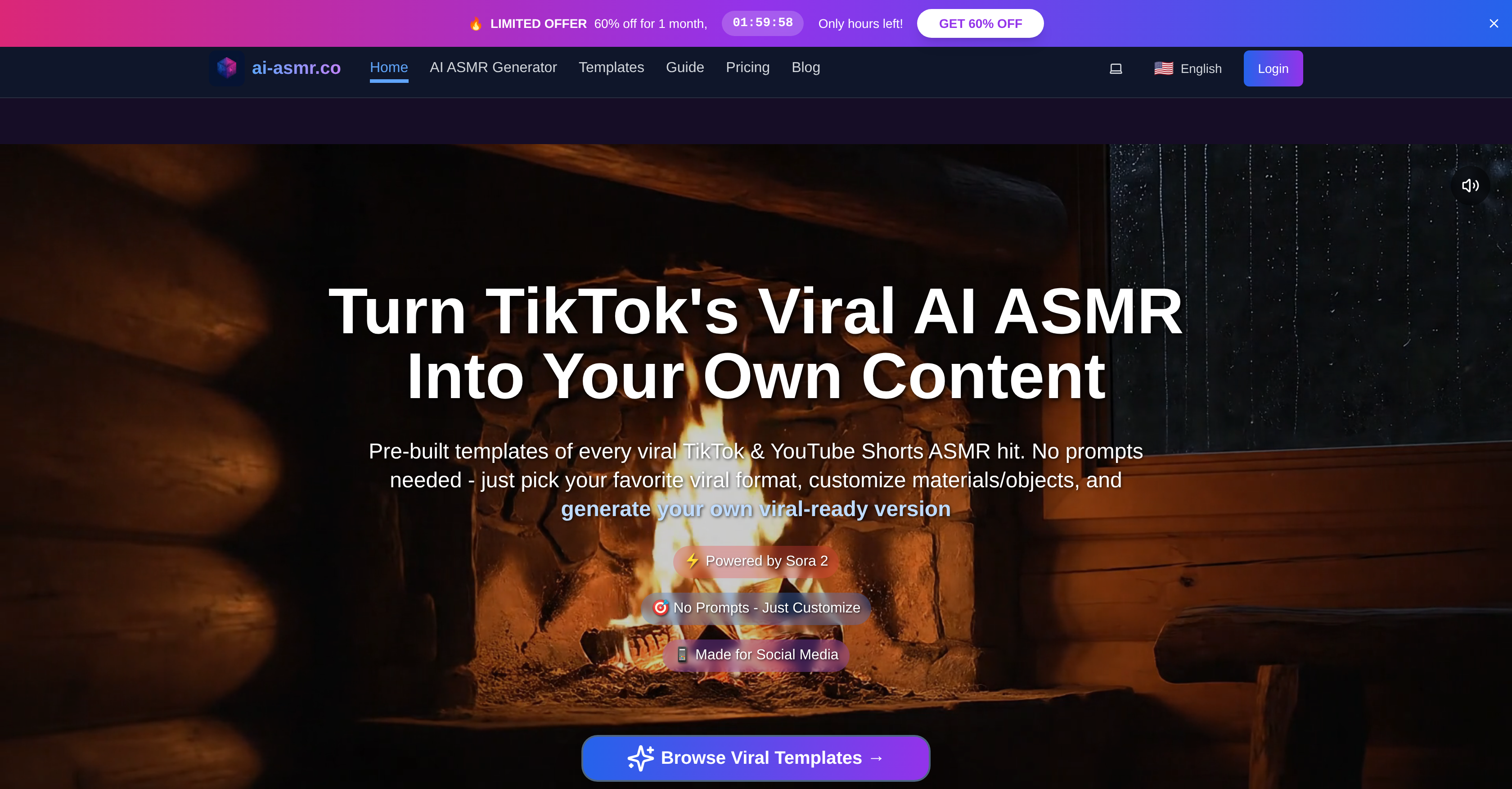 AI-ASMR.co - Screenshot showing the interface and features of this AI tool