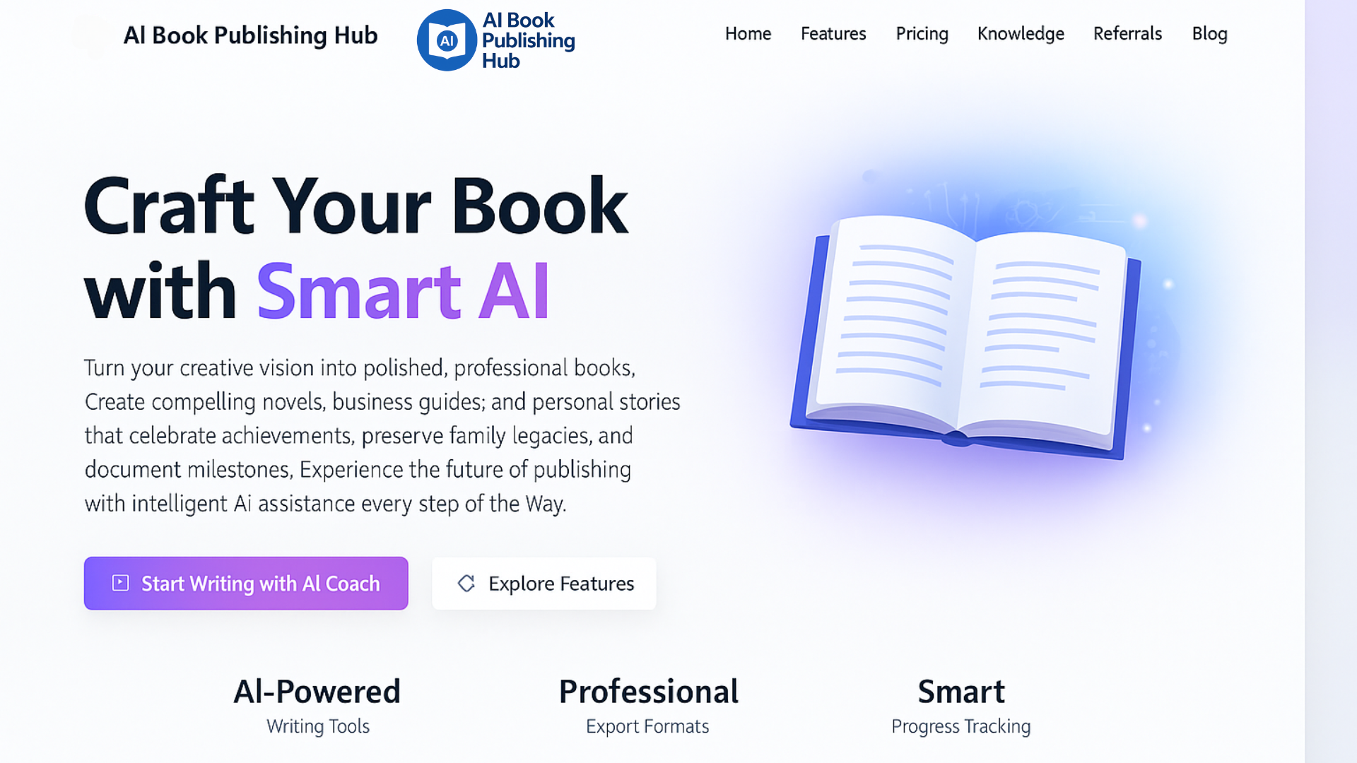 AI Book Publishing Hub - Screenshot showing the interface and features of this AI tool