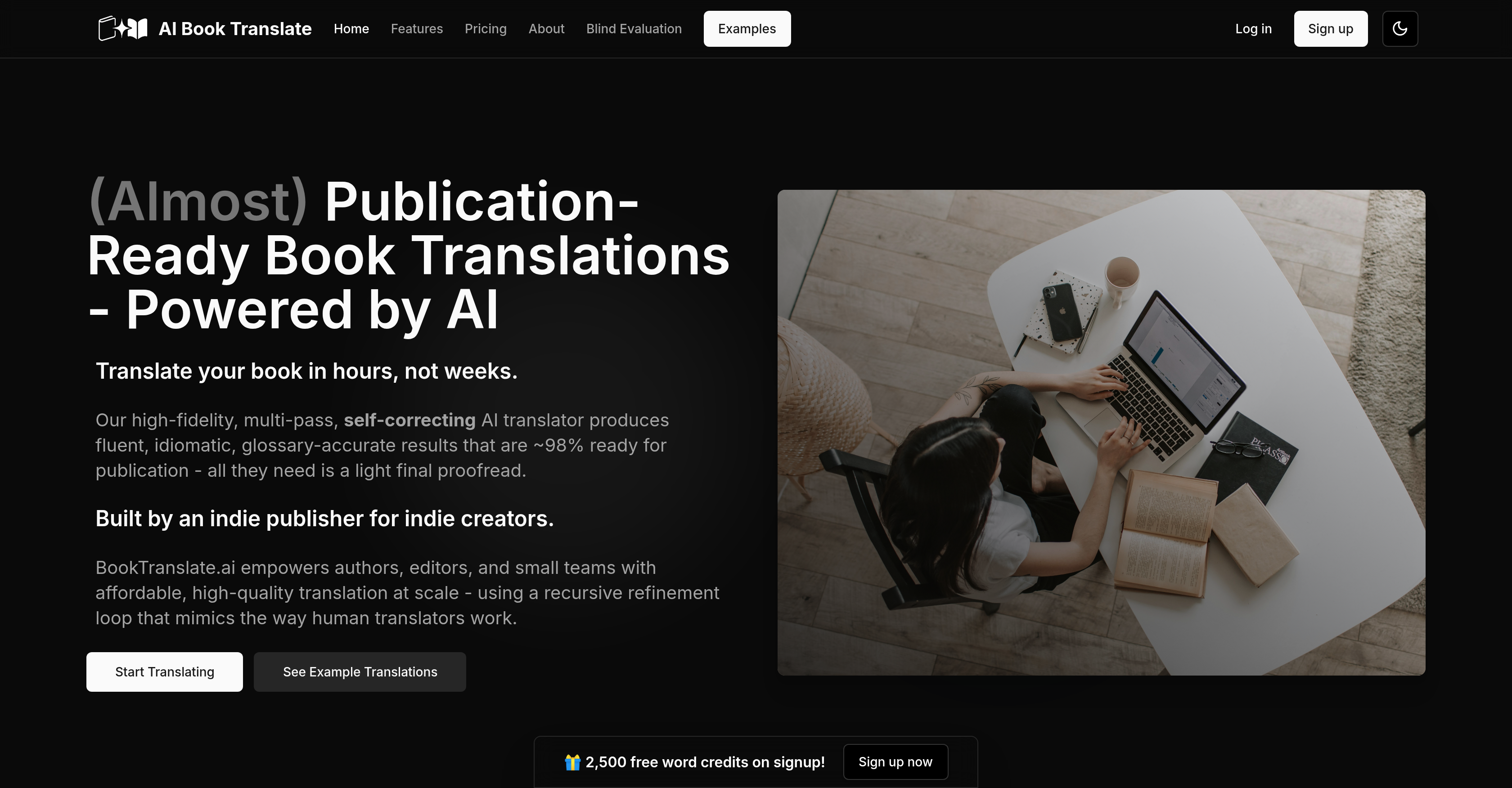BookTranslate.ai - Screenshot showing the interface and features of this AI tool