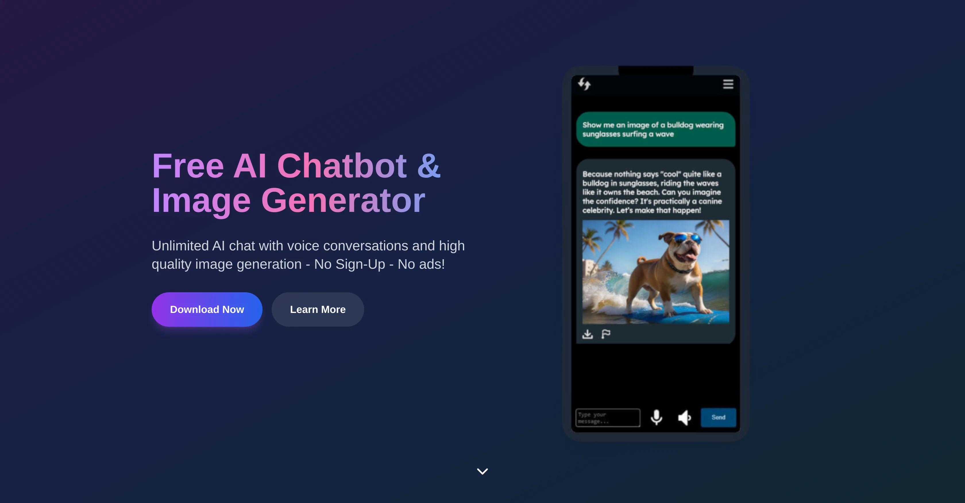 Free AI Chatbot & Image Generator - Screenshot showing the interface and features of this AI tool