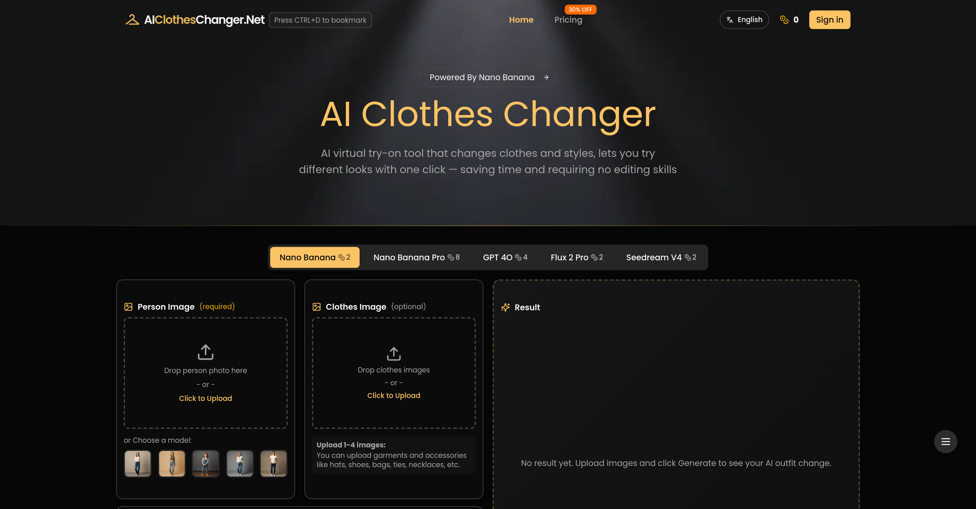 AI Clothes Changer.net - Screenshot showing the interface and features of this AI tool