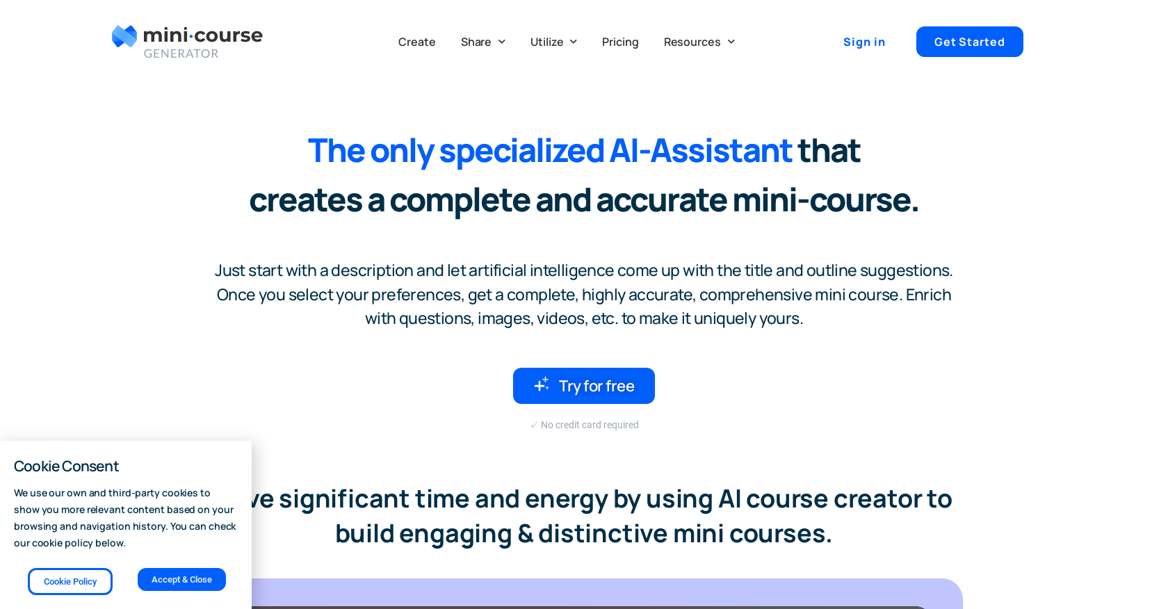 AI Course Creator - Screenshot showing the interface and features of this AI tool