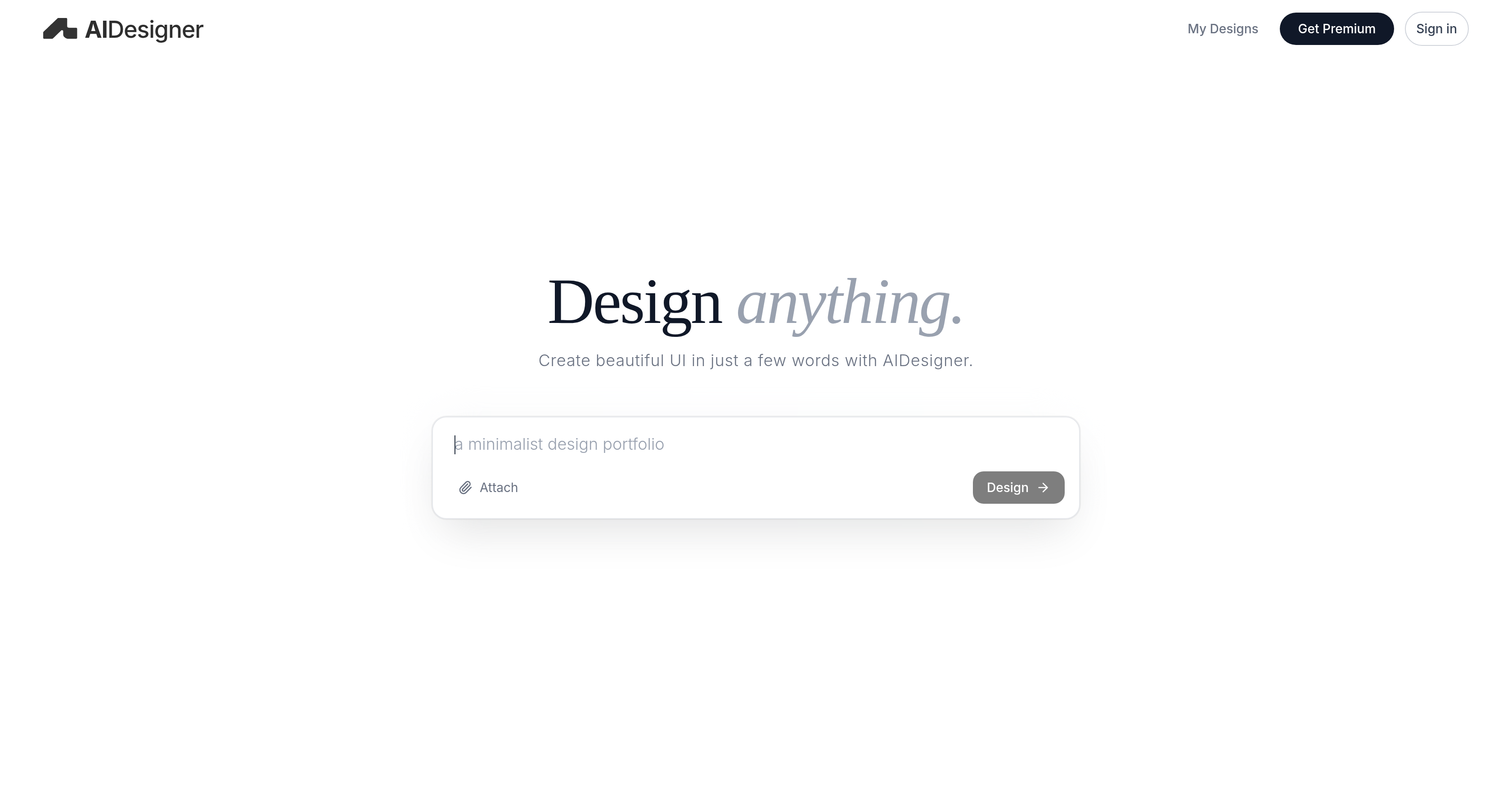 AI Designer - Screenshot showing the interface and features of this AI tool