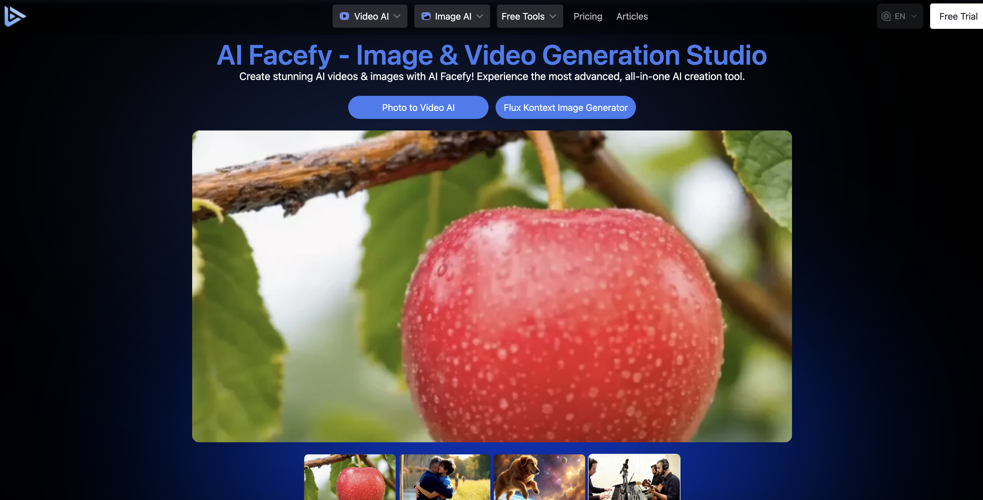 AI Facefy | AI Kissing Video Generator - Screenshot showing the interface and features of this AI tool
