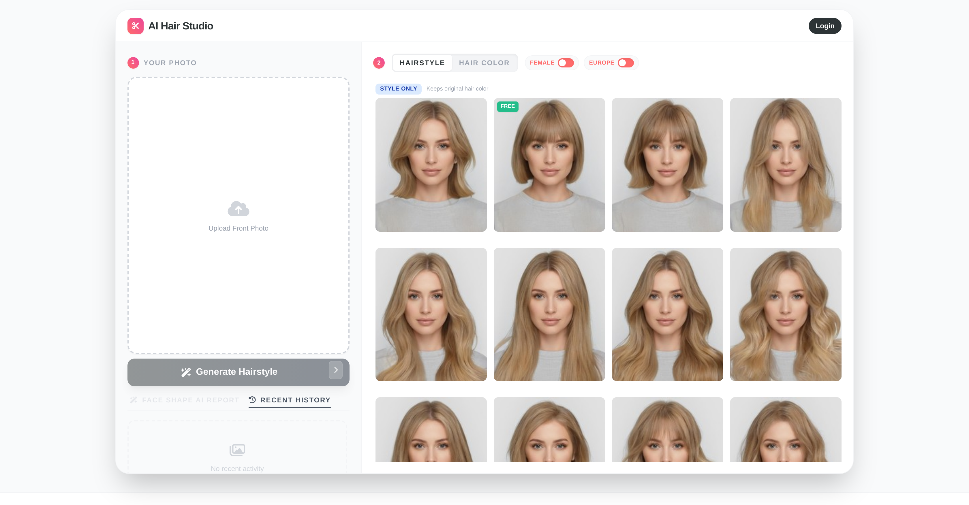AI Hair Studio - Screenshot showing the interface and features of this AI tool