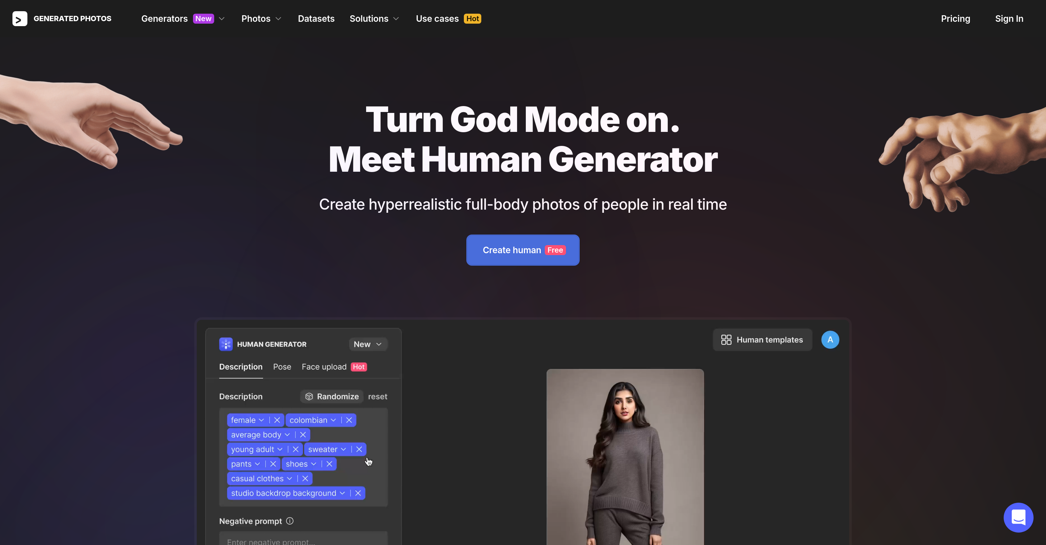 AI Human Generator - Screenshot showing the interface and features of this AI tool