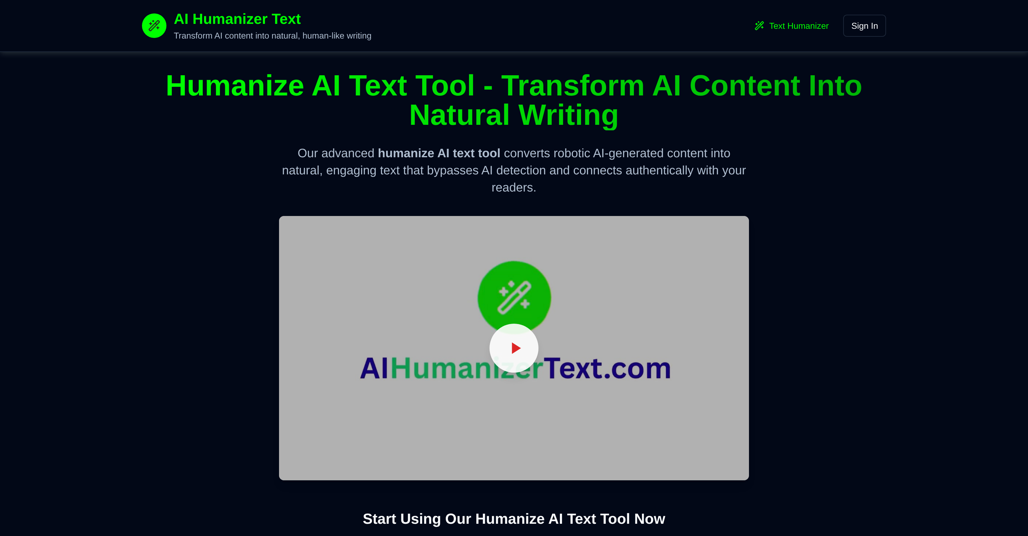 AI Humanizer Text - Screenshot showing the interface and features of this AI tool
