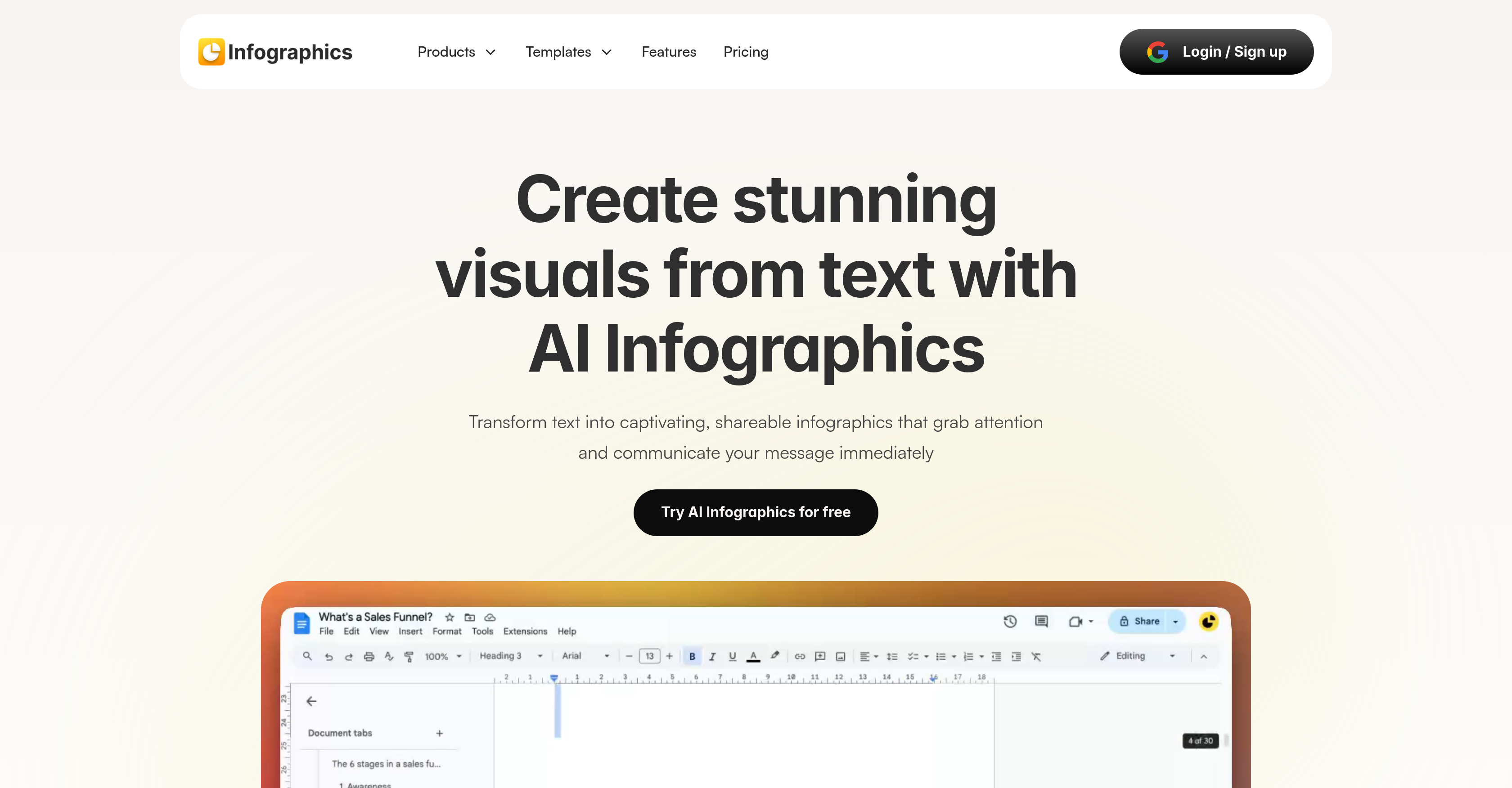 AI Infographics - Screenshot showing the interface and features of this AI tool