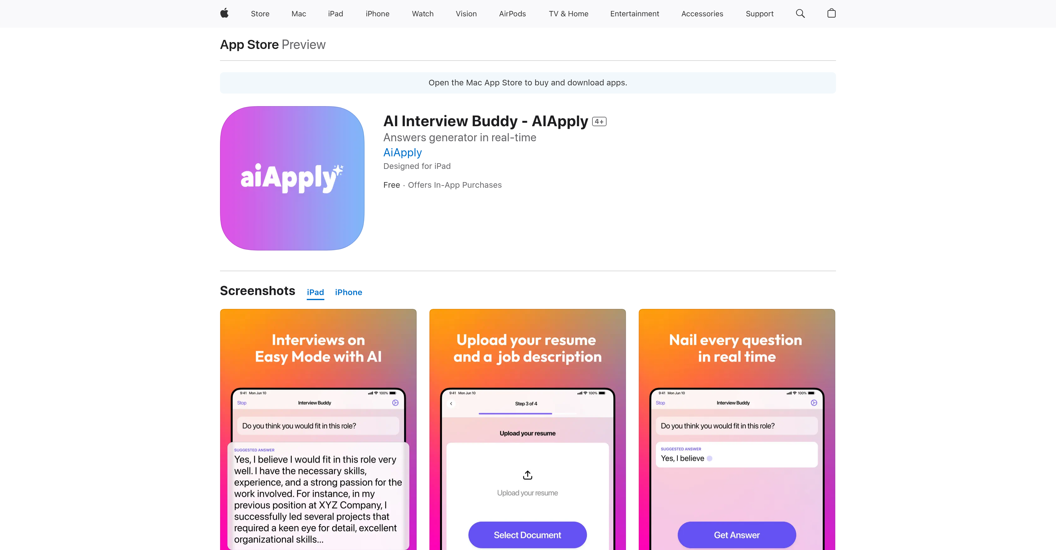 AI Interview Buddy - AIApply - Screenshot showing the interface and features of this AI tool