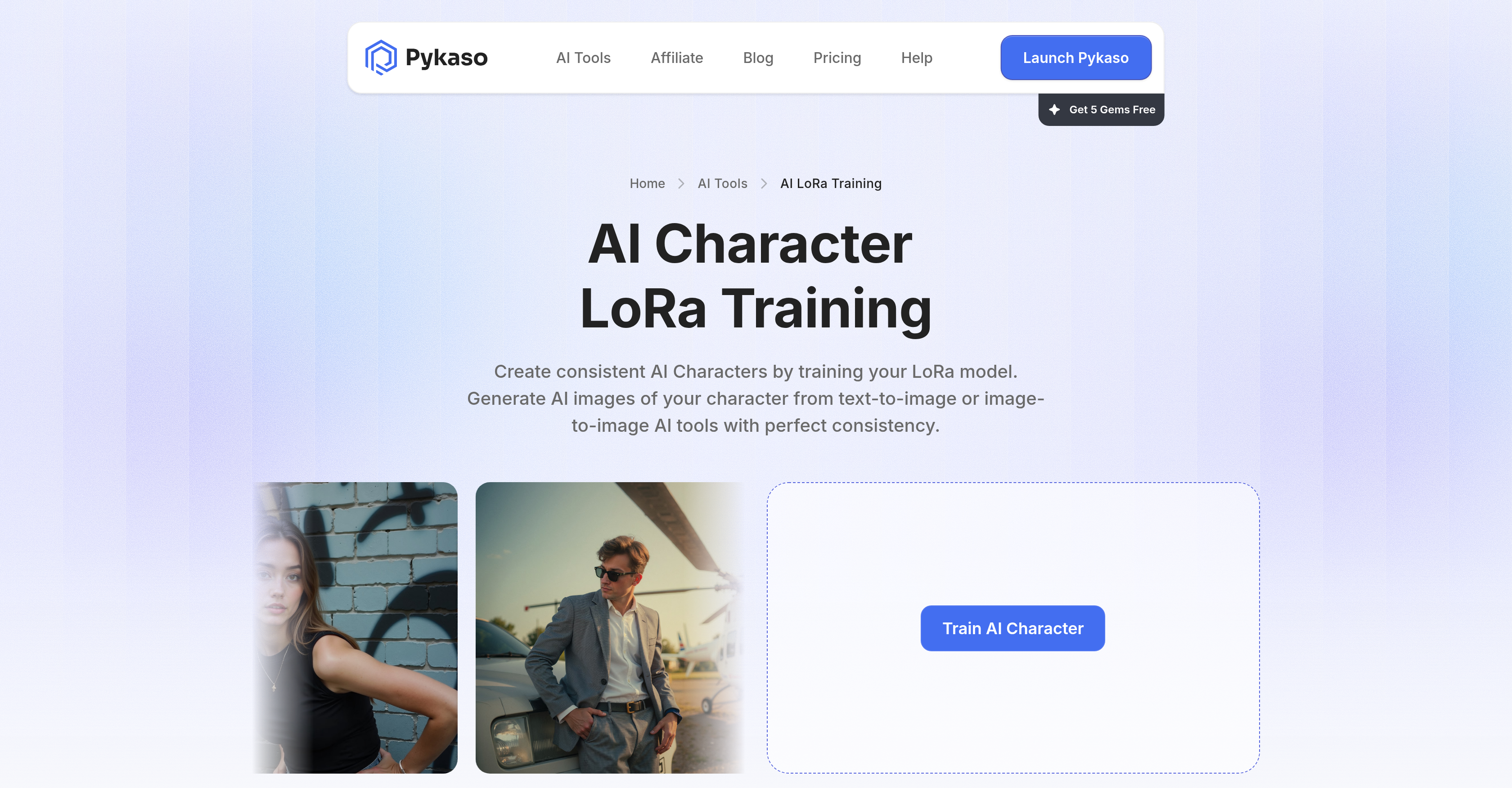 Pykaso AI - Screenshot showing the interface and features of this AI tool