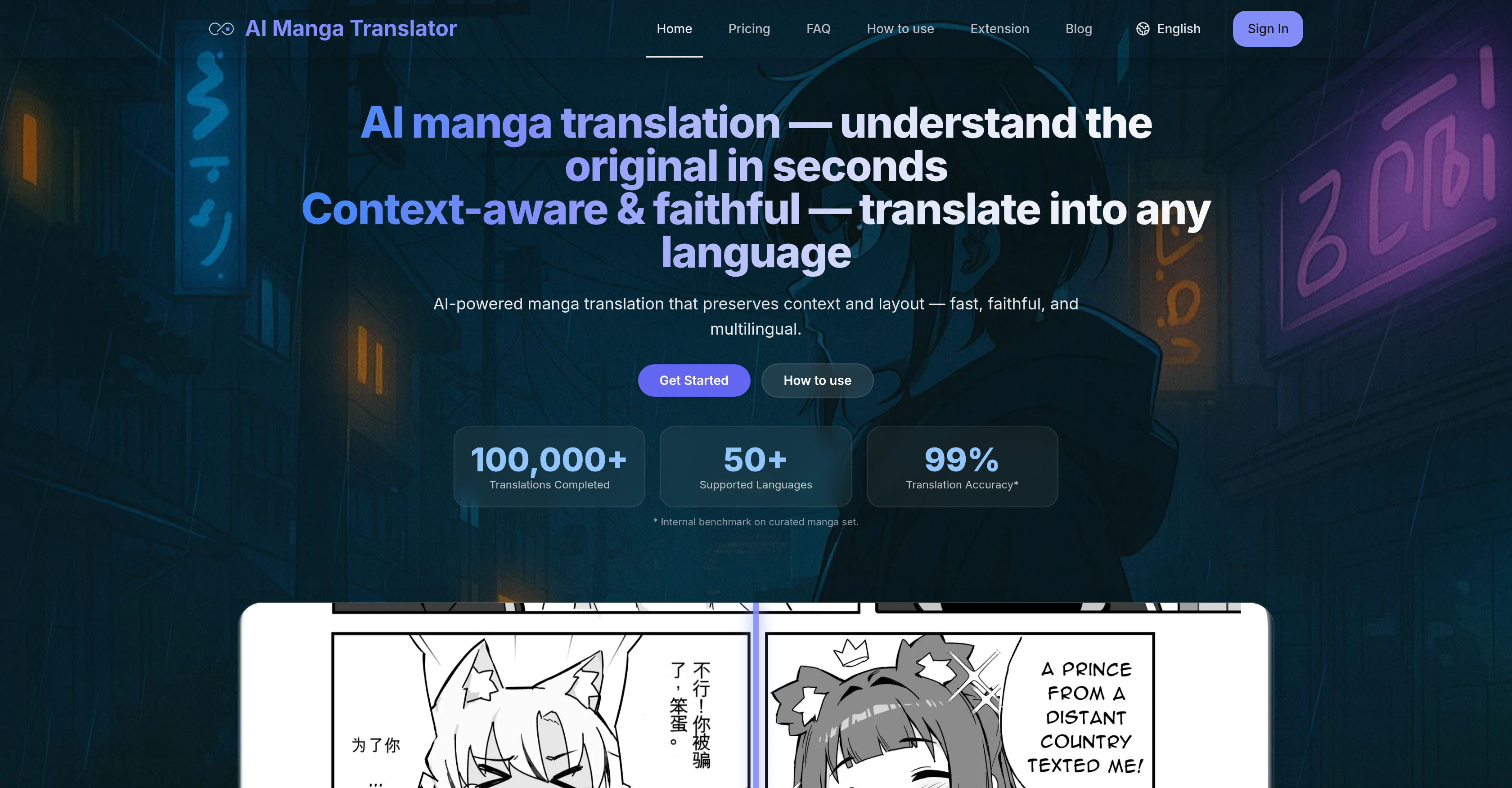 AI Manga Translate.com - Screenshot showing the interface and features of this AI tool