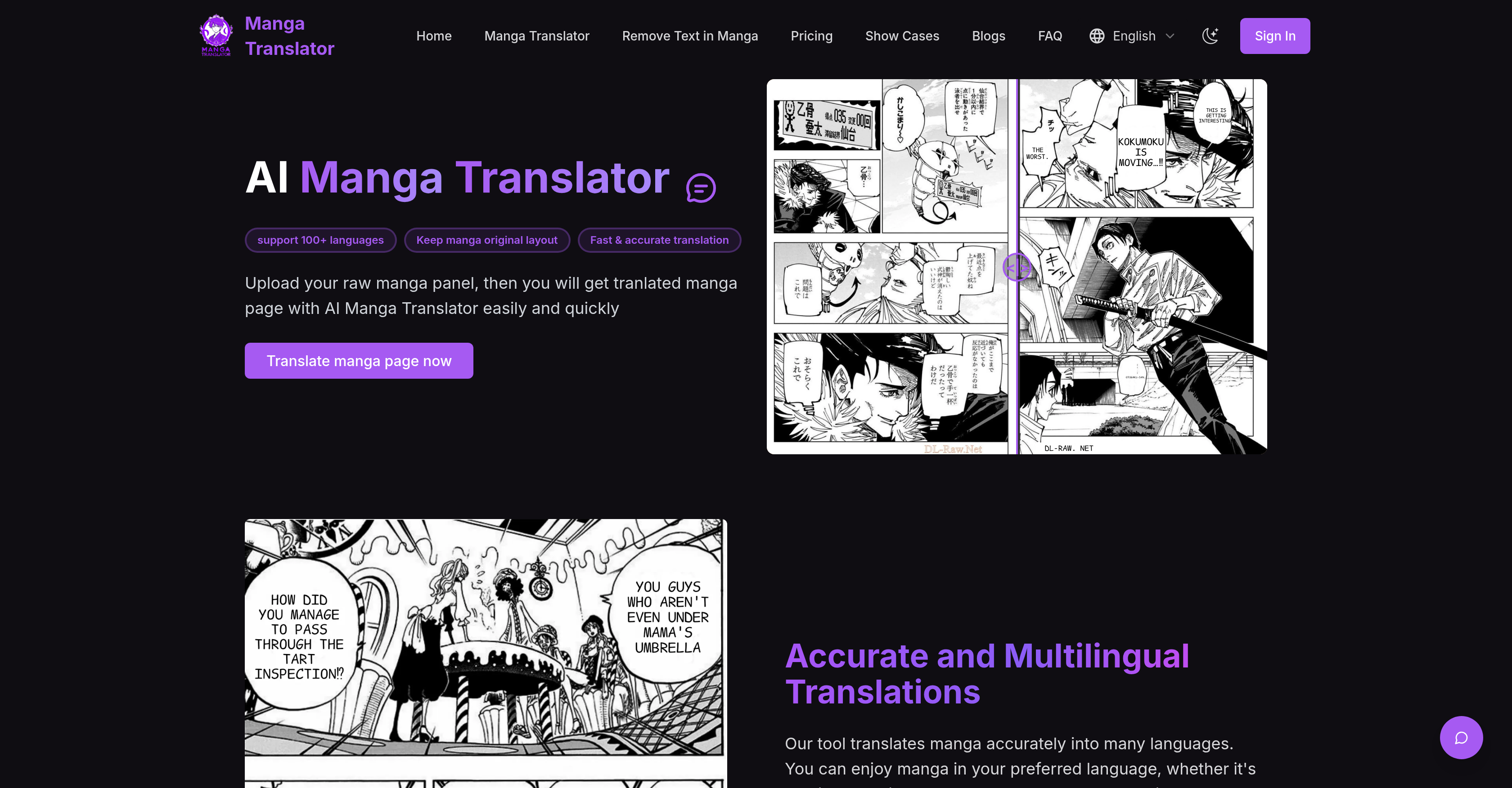 AI Manga Translator - Screenshot showing the interface and features of this AI tool
