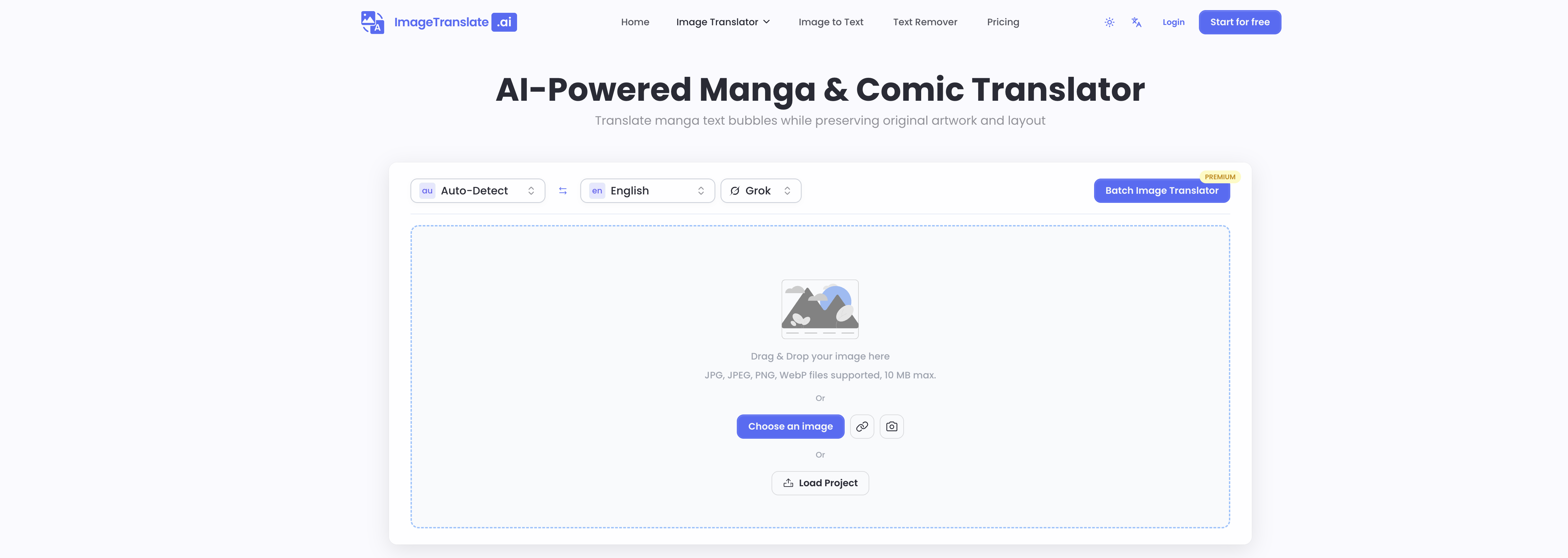 AI Manga Translator - ImageTranslate.AI - Screenshot showing the interface and features of this AI tool
