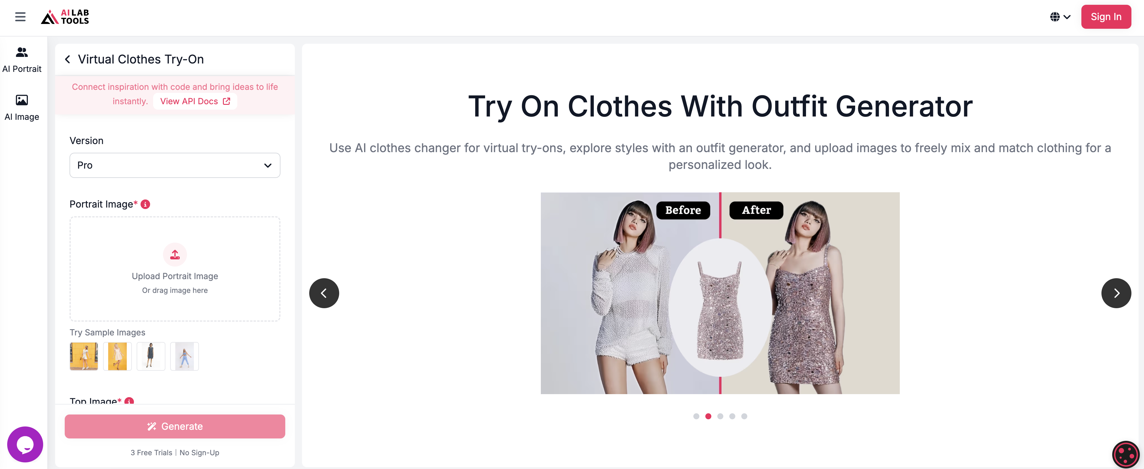 AI Outfit Generator | AILabTools - Screenshot showing the interface and features of this AI tool