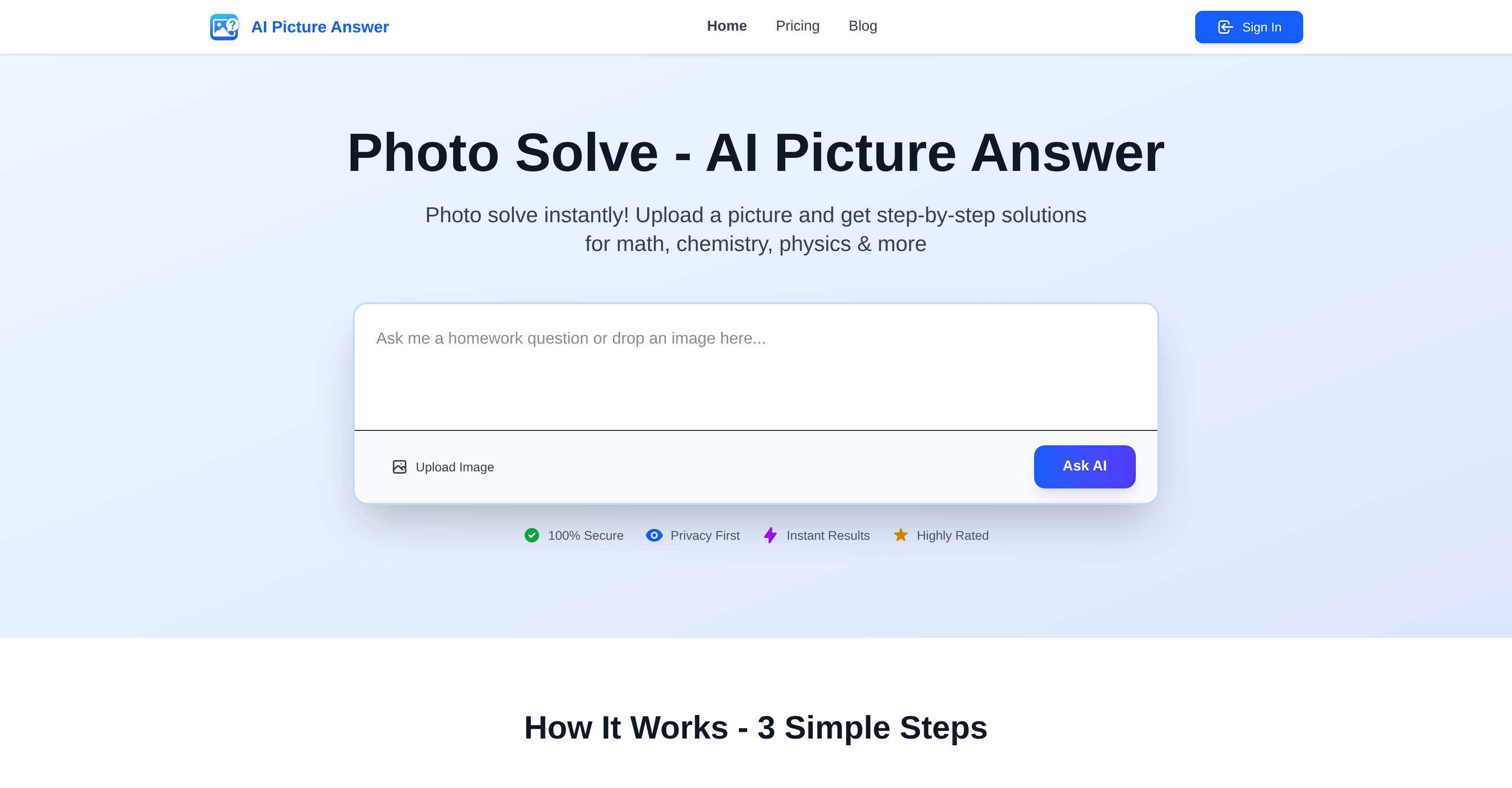 AI Picture Answer - Screenshot showing the interface and features of this AI tool