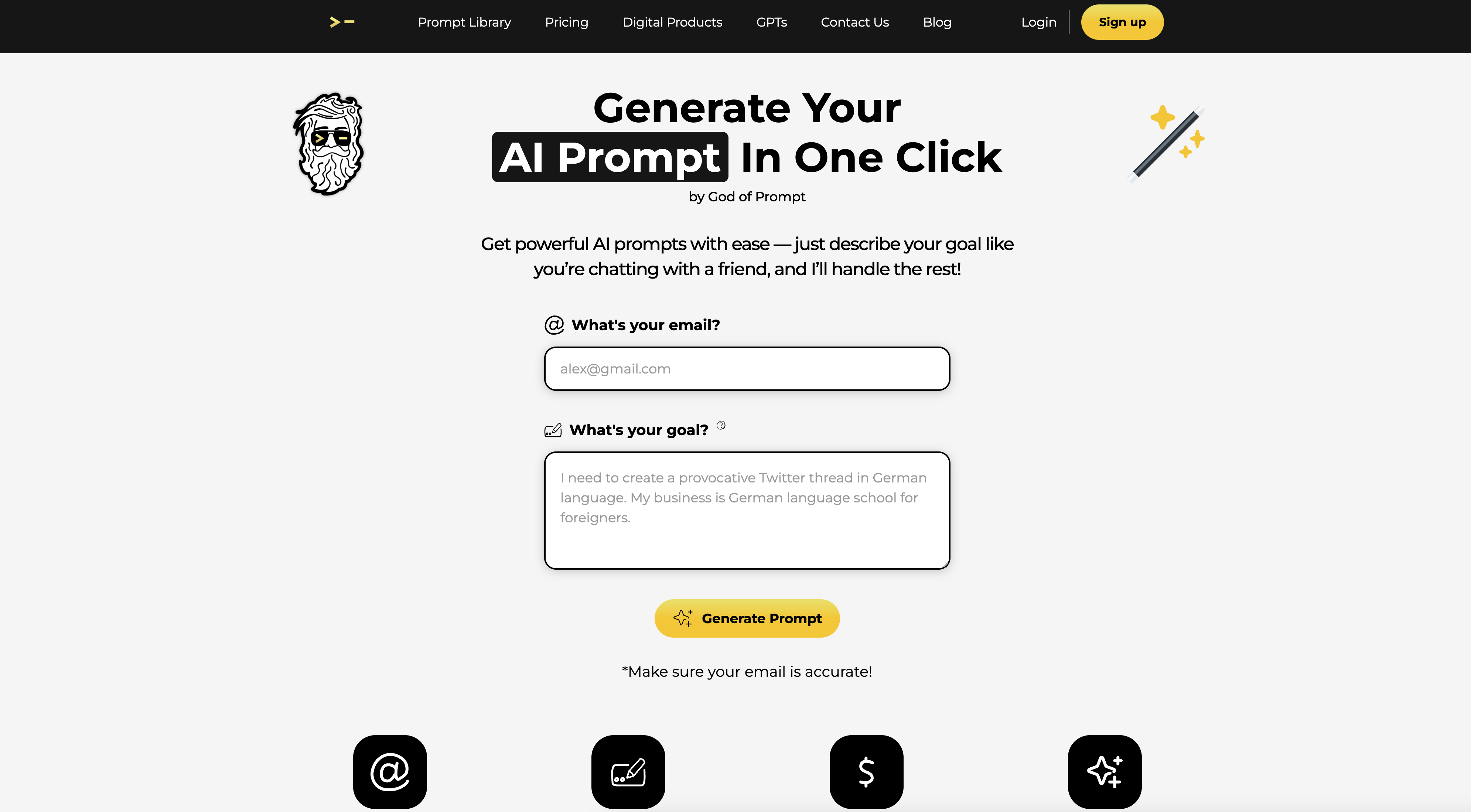 AI Prompt Generator by God of Prompt - Screenshot showing the interface and features of this AI tool