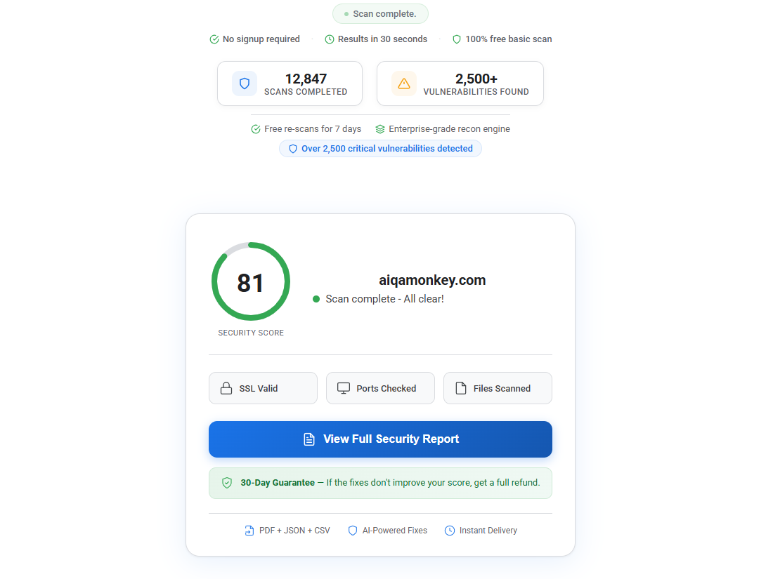 AI QA Monkey - Screenshot showing the interface and features of this AI tool