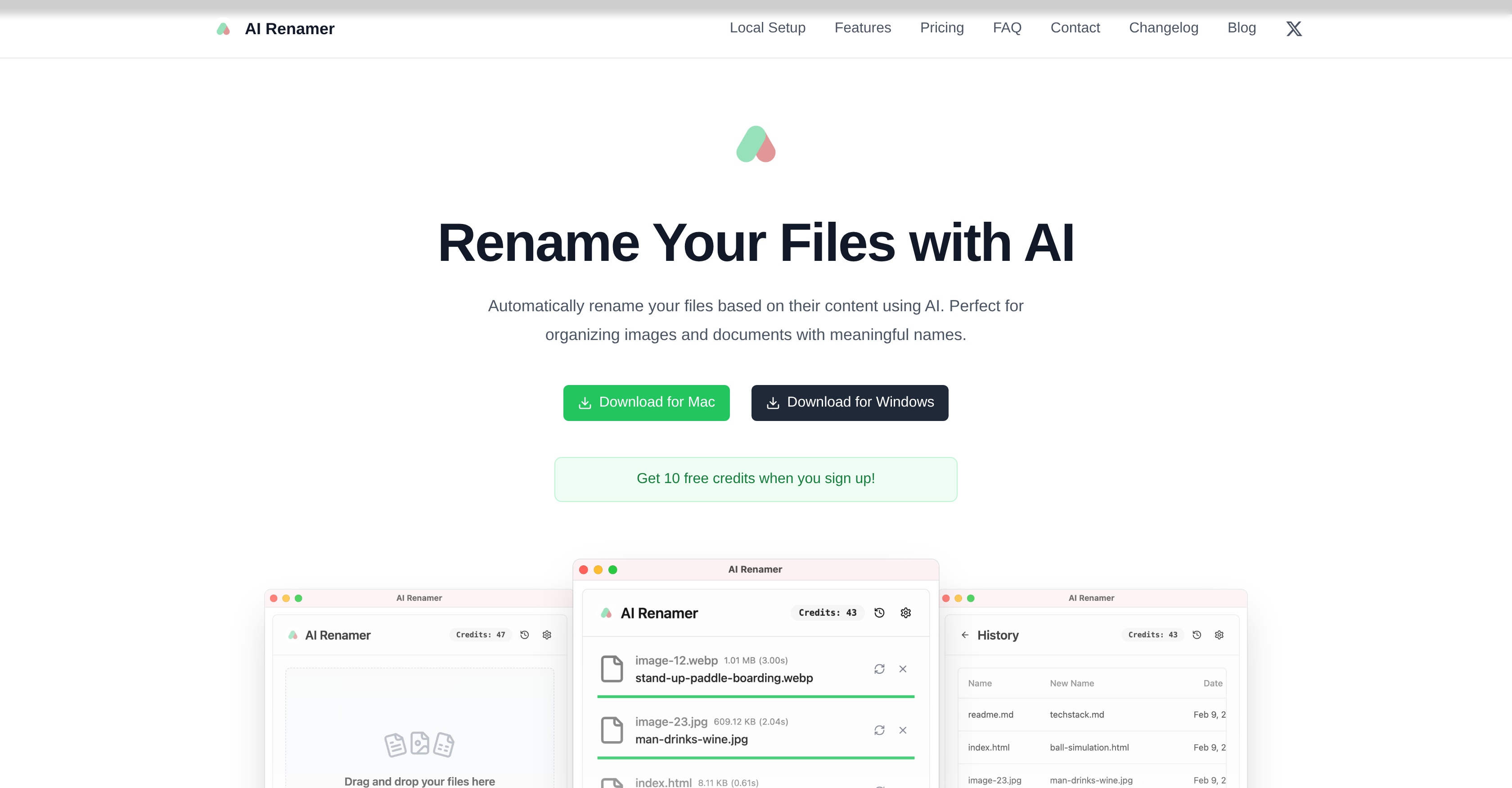 AI Renamer App - Screenshot showing the interface and features of this AI tool