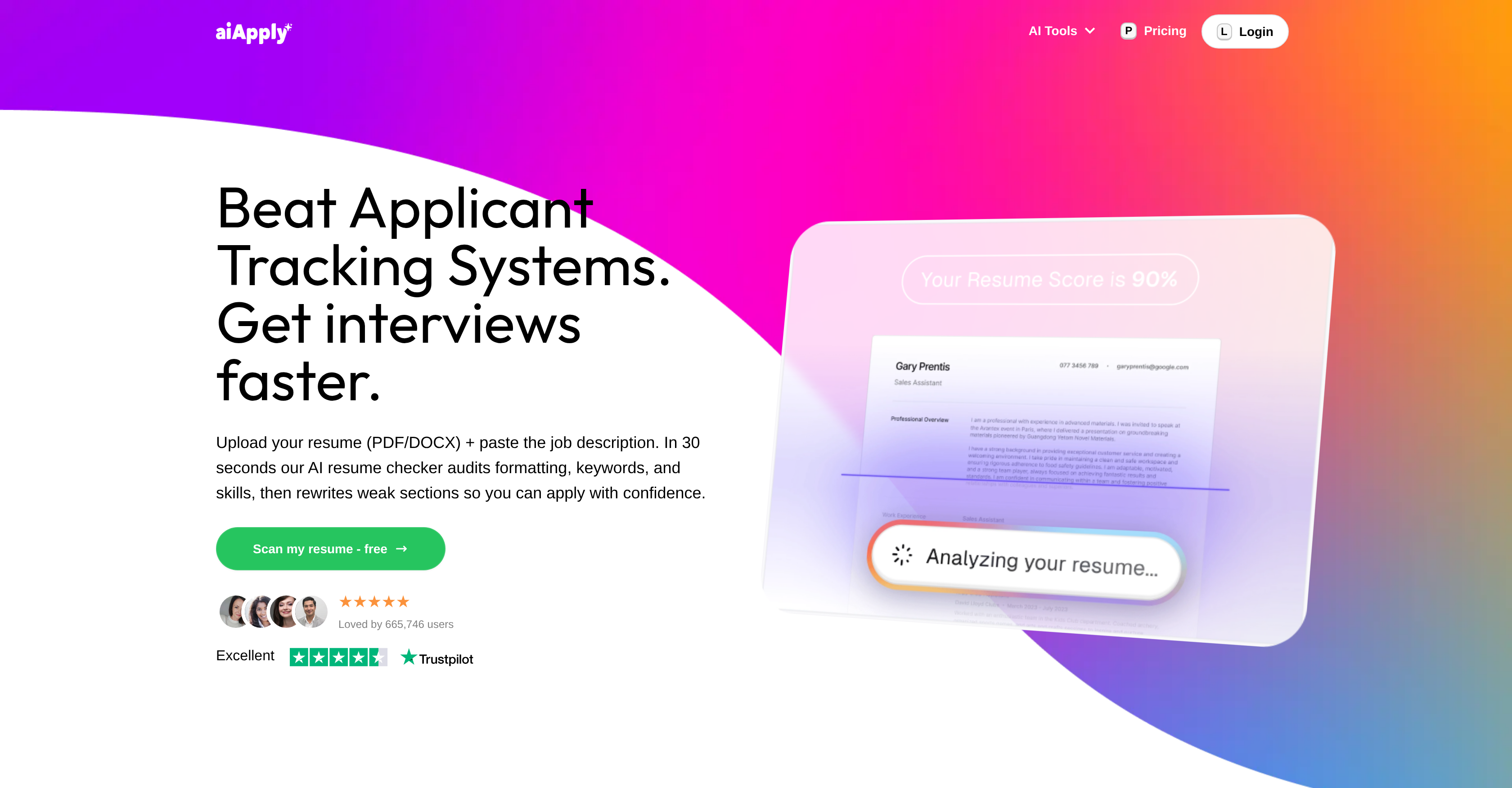 AI Resume Scanner - AIApplyv2 - Screenshot showing the interface and features of this AI tool