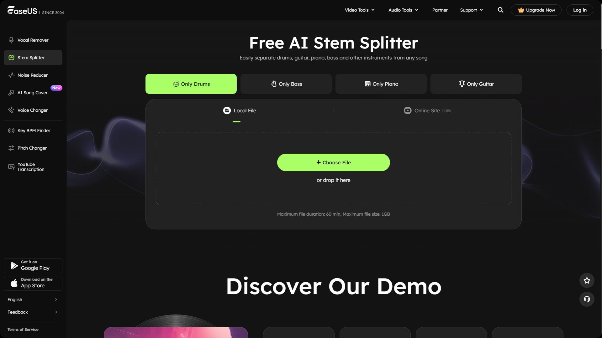 AI Stem Splitter - Screenshot showing the interface and features of this AI tool