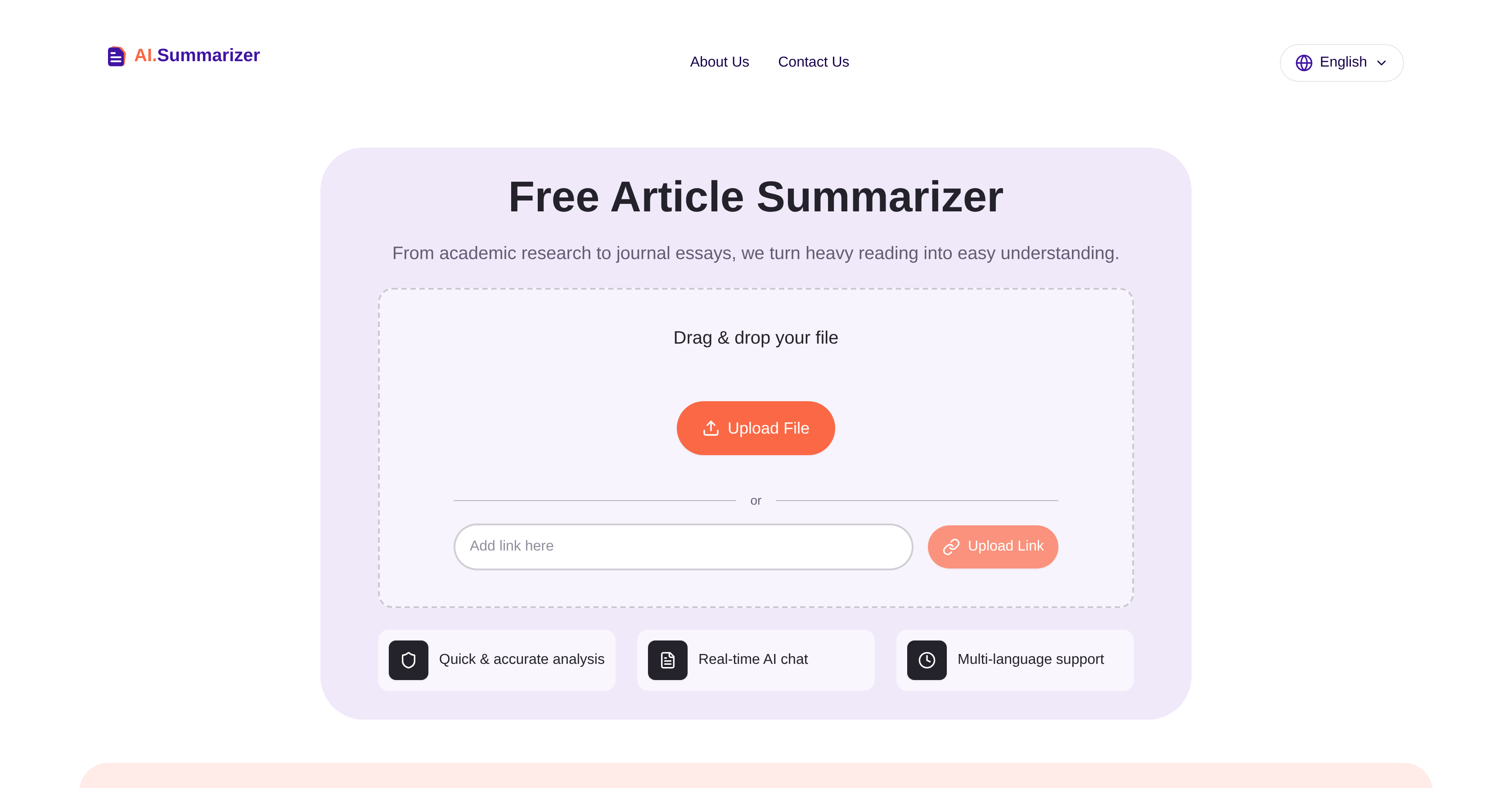 AI Summarizer - Screenshot showing the interface and features of this AI tool