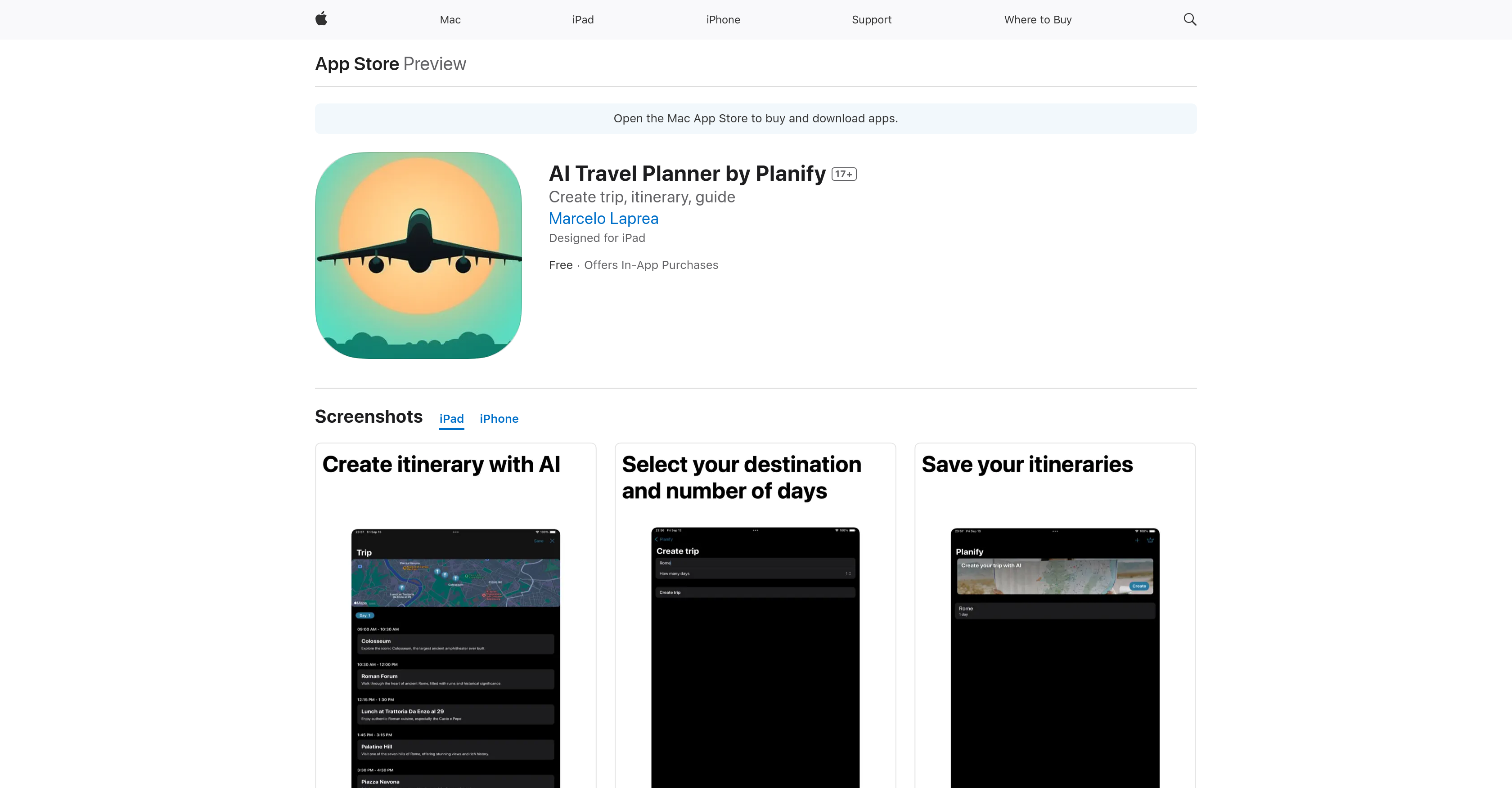 AI Travel Planner by Planify - Screenshot showing the interface and features of this AI tool