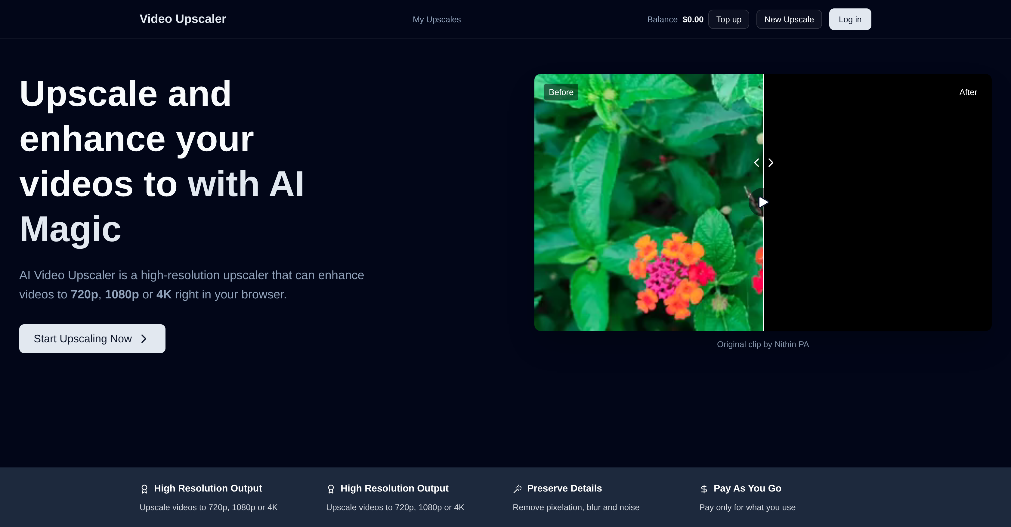 AI Video Upscaler - Screenshot showing the interface and features of this AI tool