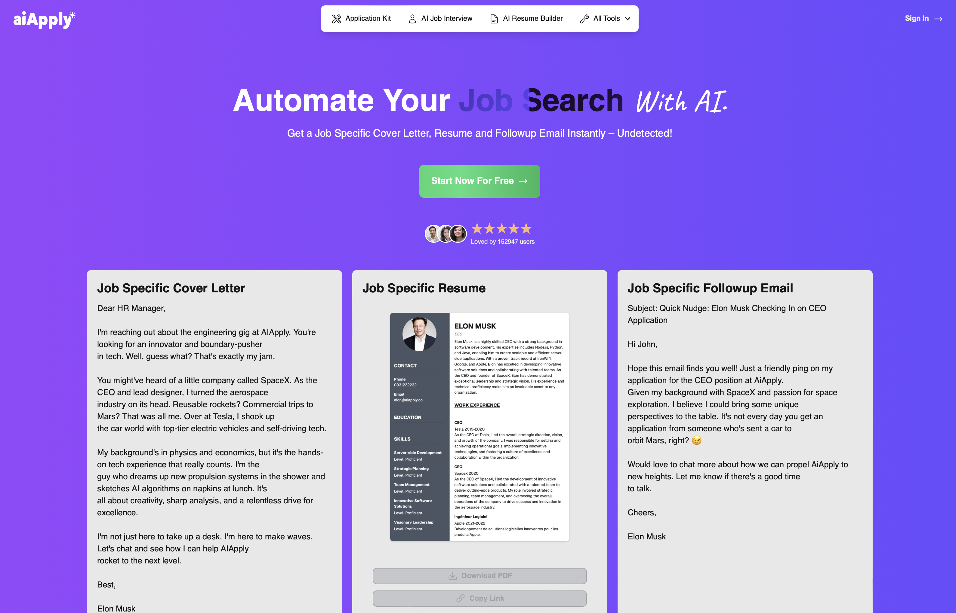 AiApplyv2 - Screenshot showing the interface and features of this AI tool