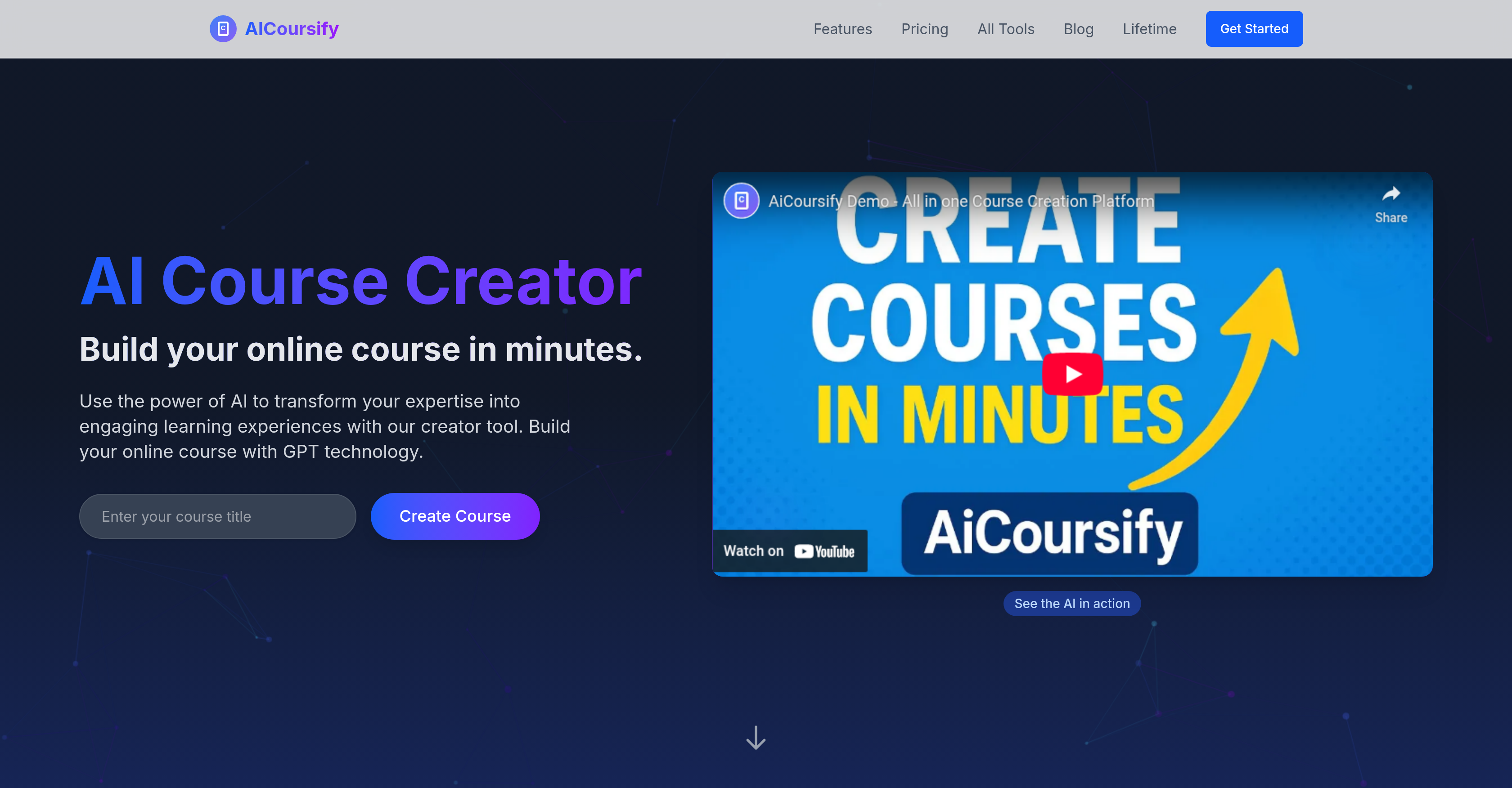 AiCoursifyv1.2 - Screenshot showing the interface and features of this AI tool