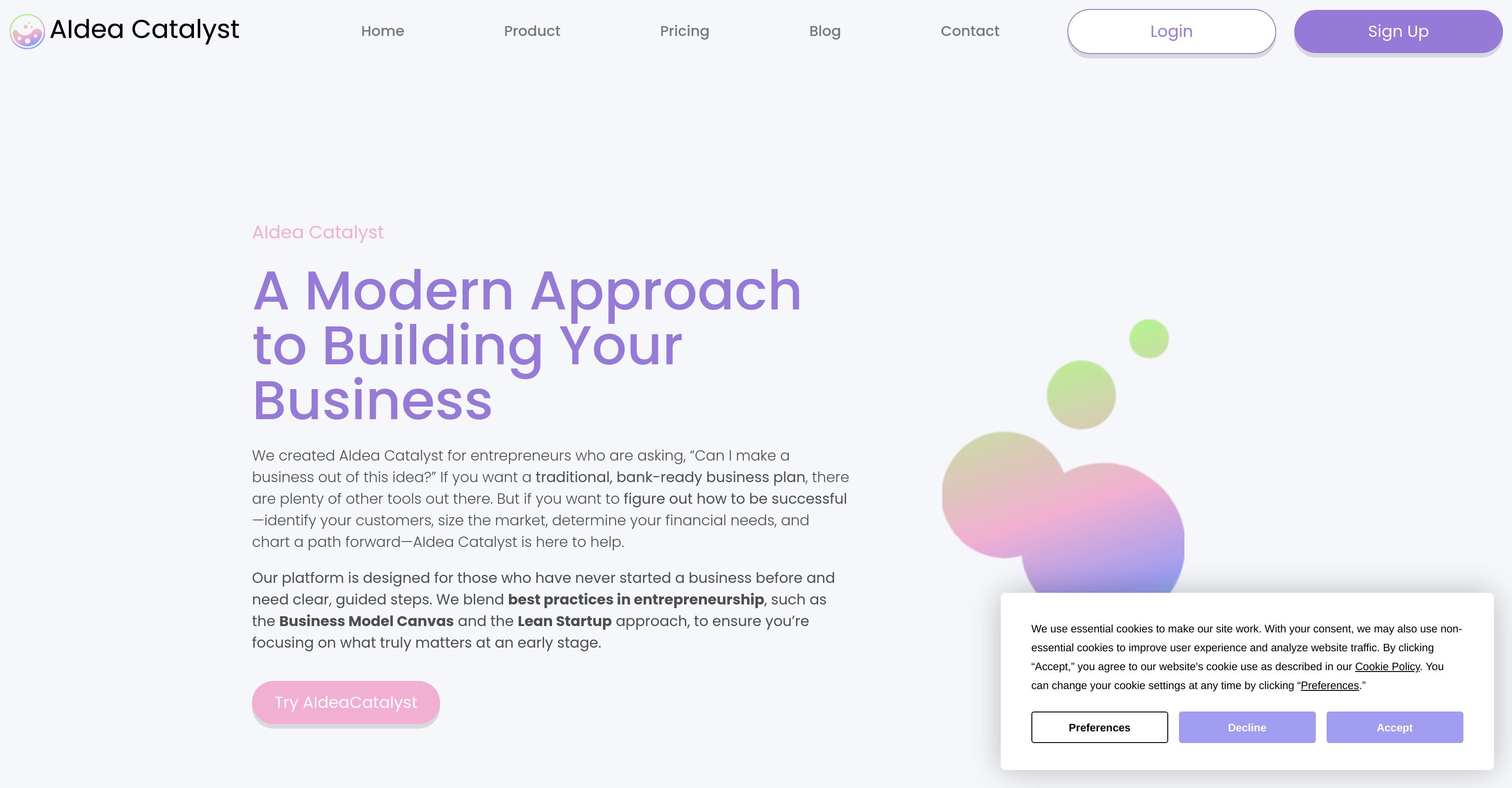 AIdea Catalyst - Screenshot showing the interface and features of this AI tool