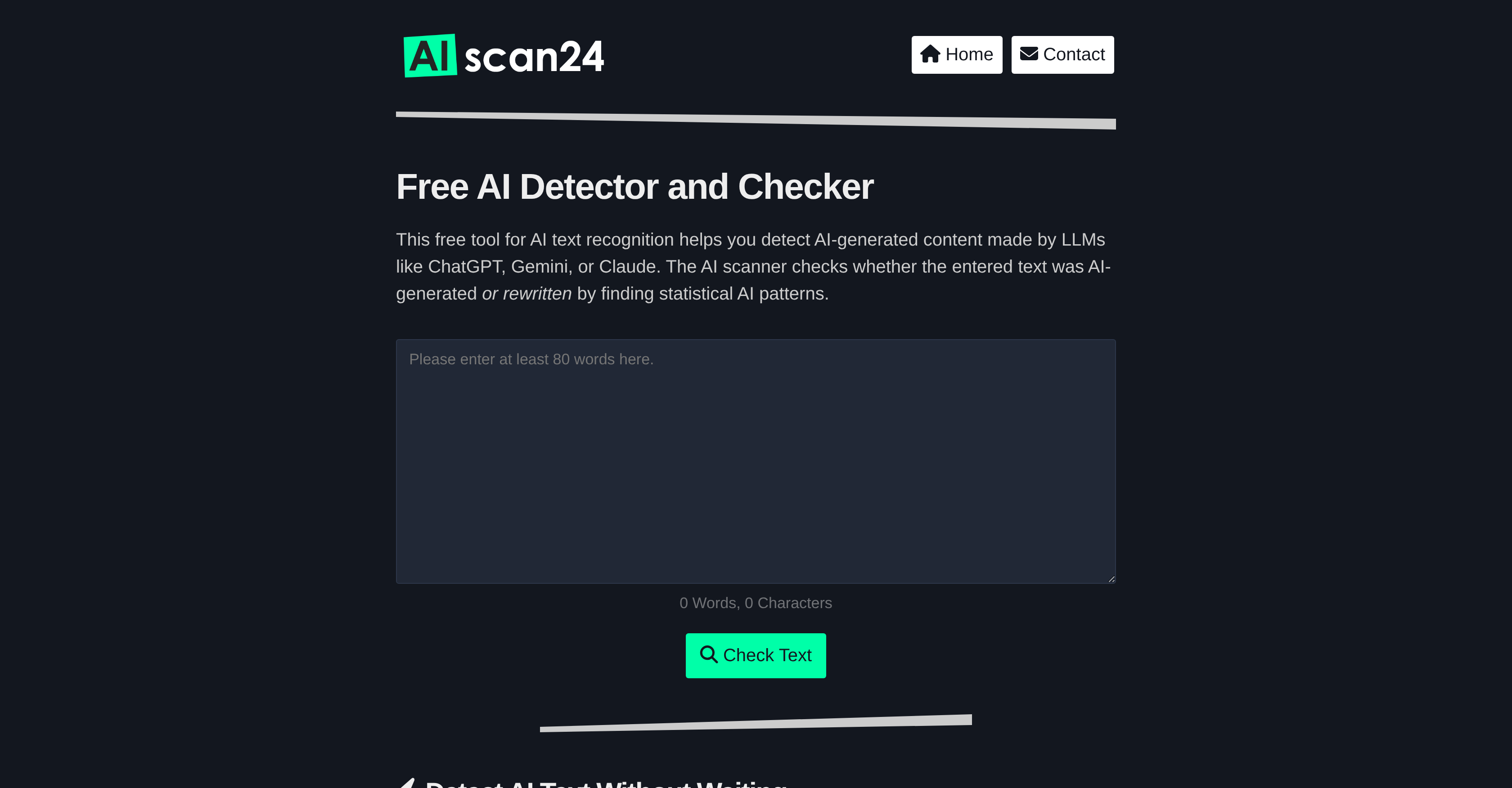 AIScan24 - Screenshot showing the interface and features of this AI tool