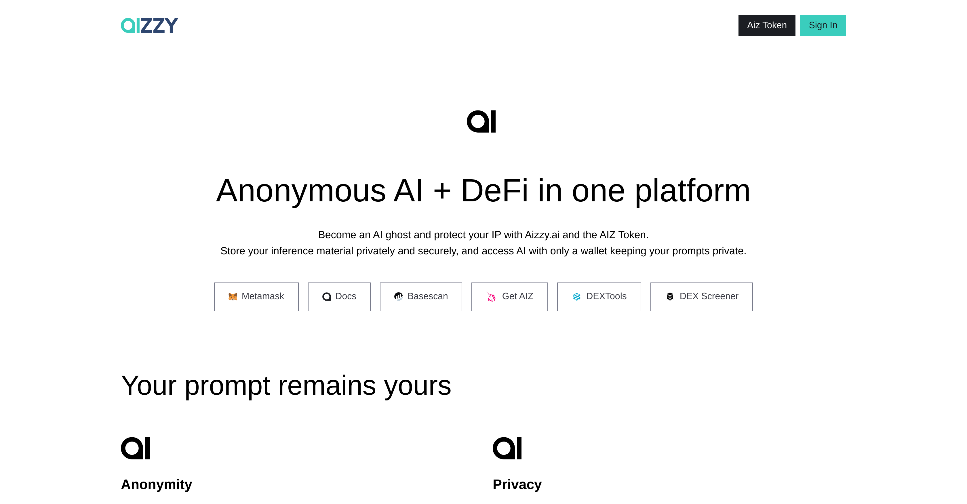 Aizzy - Screenshot showing the interface and features of this AI tool