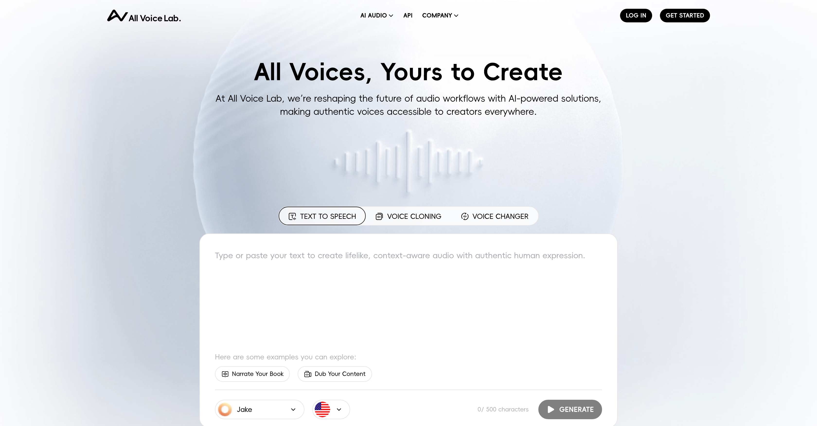 All Voice Lab - Screenshot showing the interface and features of this AI tool