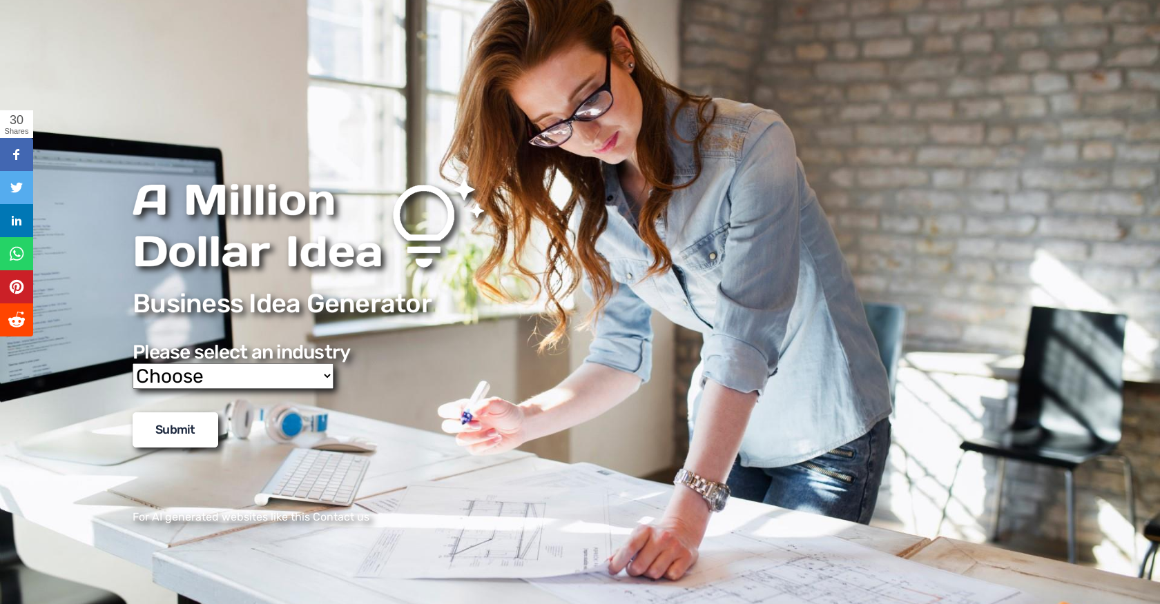 Amilliondollaridea - Screenshot showing the interface and features of this AI tool