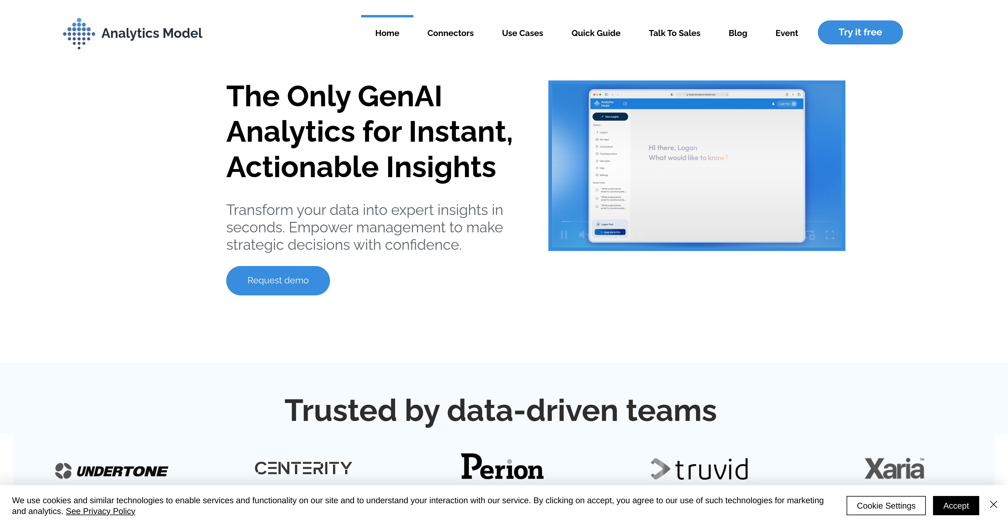 Analytics Model - Screenshot showing the interface and features of this AI tool