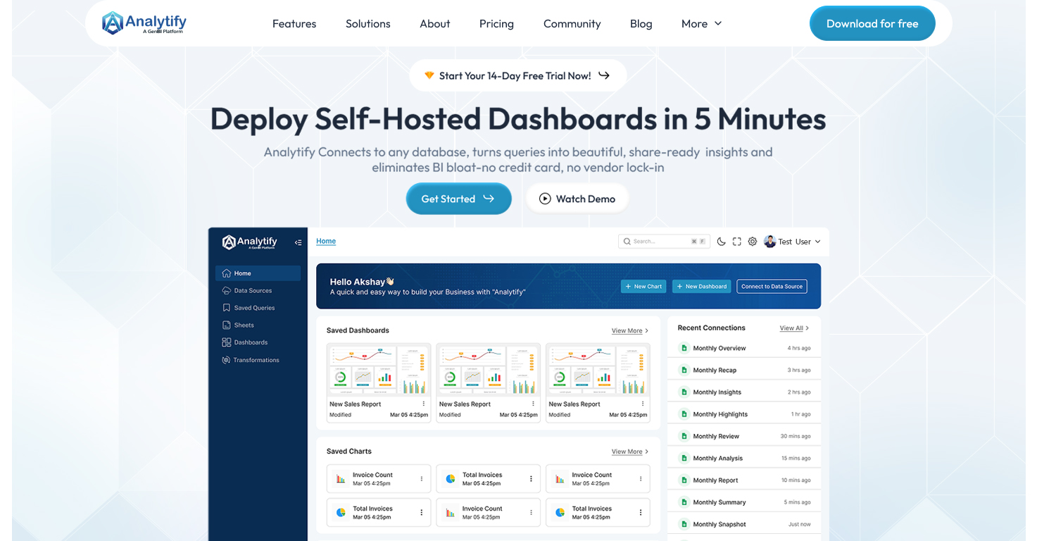 Analytify - A GenBI Platform - Screenshot showing the interface and features of this AI tool