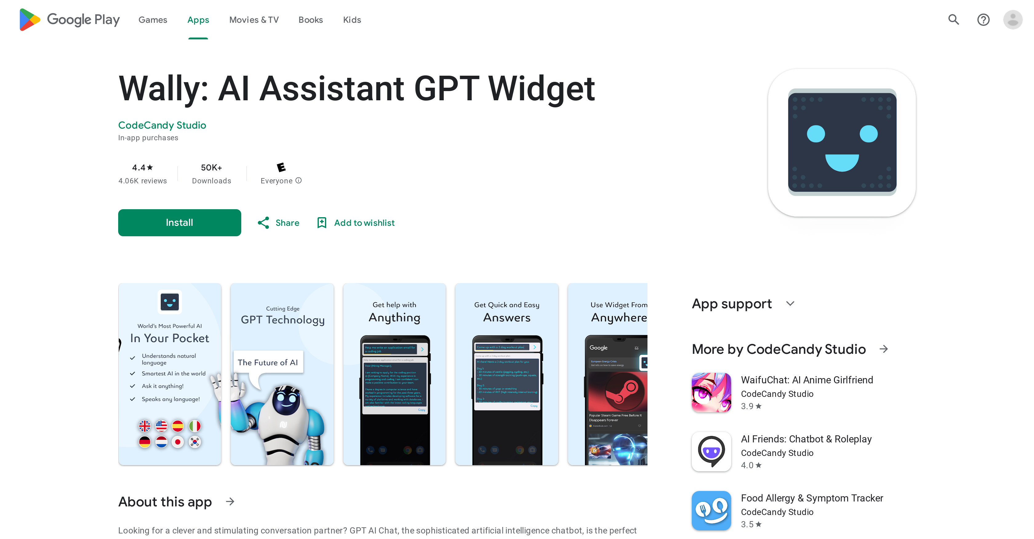 Android AI Assistant Widget - Screenshot showing the interface and features of this AI tool