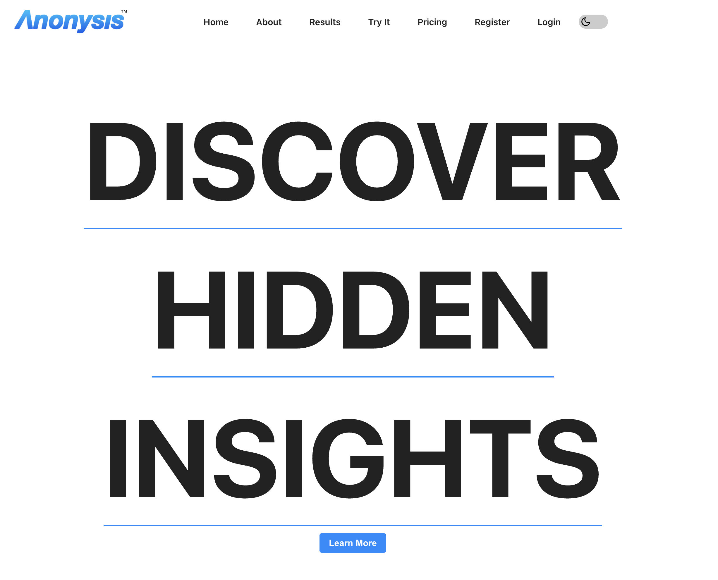 Anonysis - Screenshot showing the interface and features of this AI tool