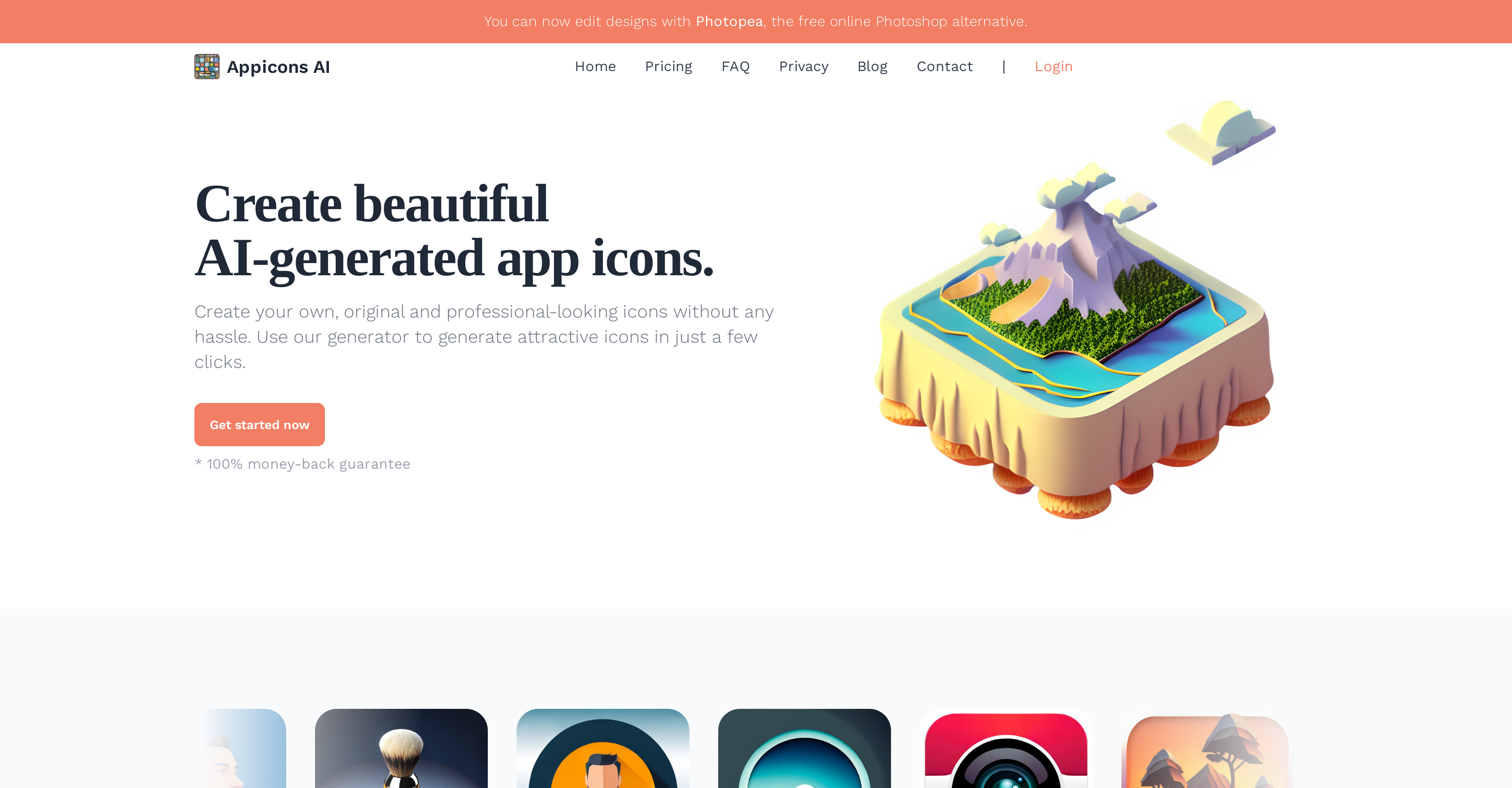 AppIcons - Screenshot showing the interface and features of this AI tool