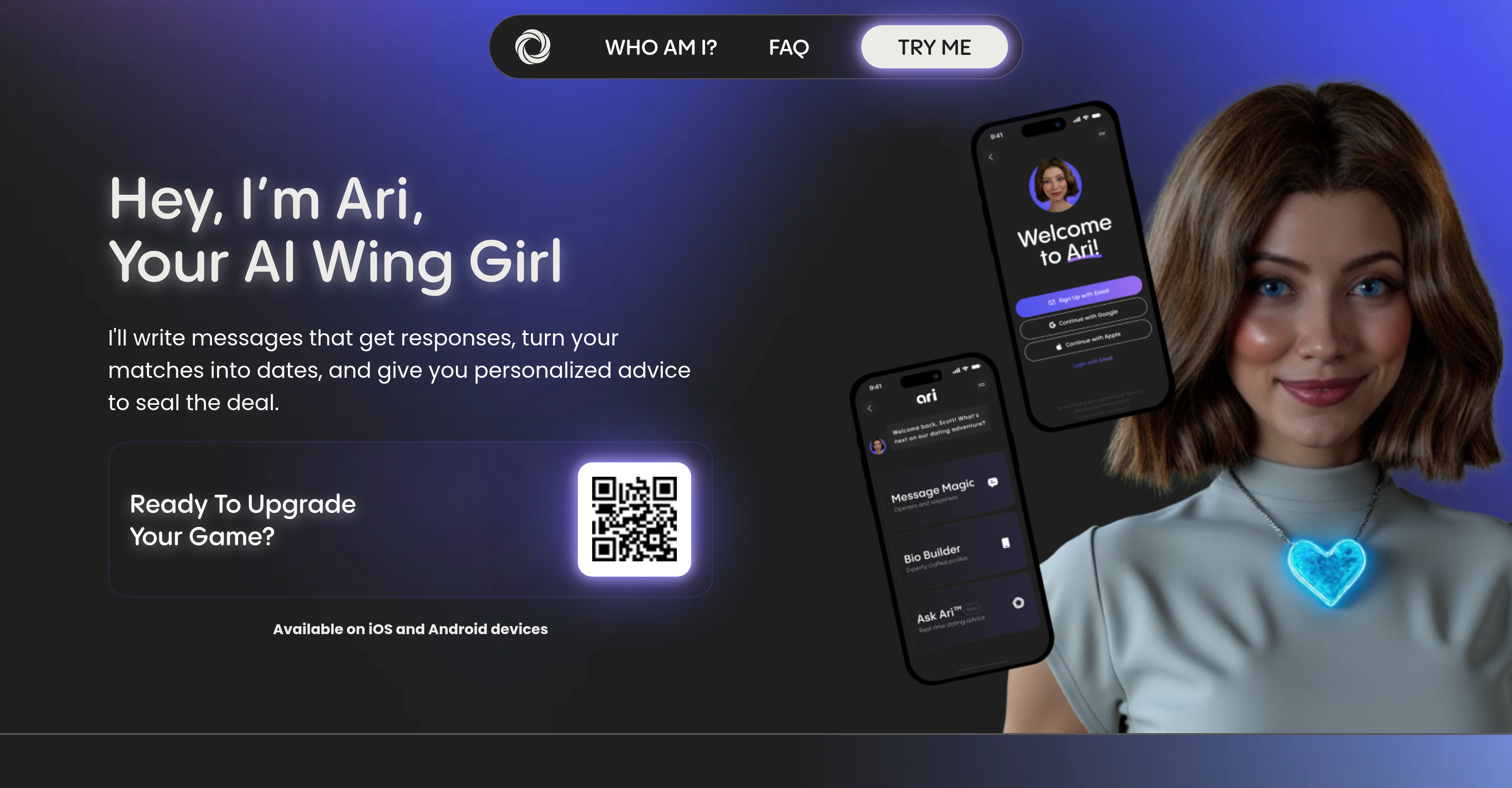 Ari - AI Wing Girl - Screenshot showing the interface and features of this AI tool