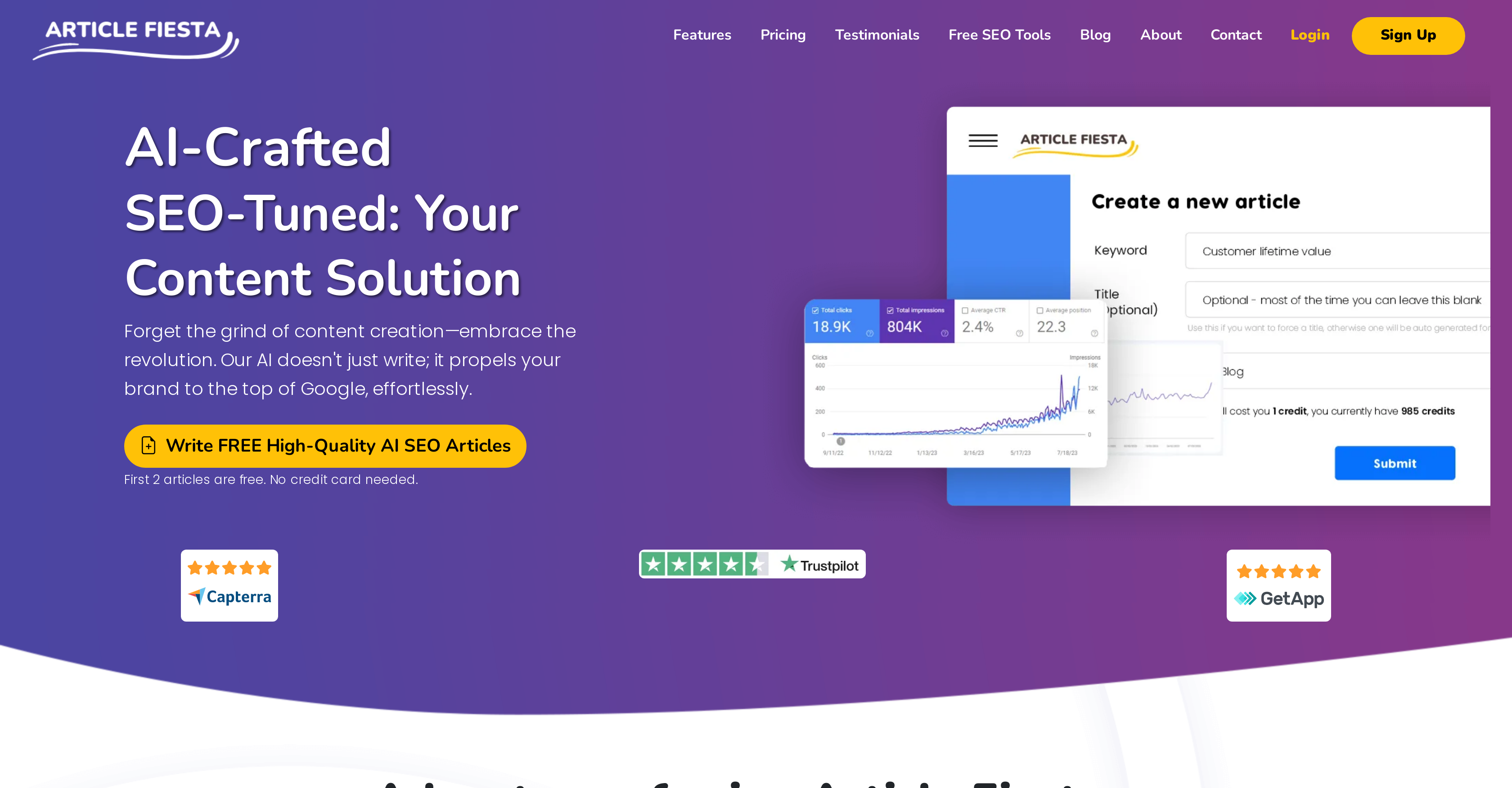 Article Fiesta - Screenshot showing the interface and features of this AI tool