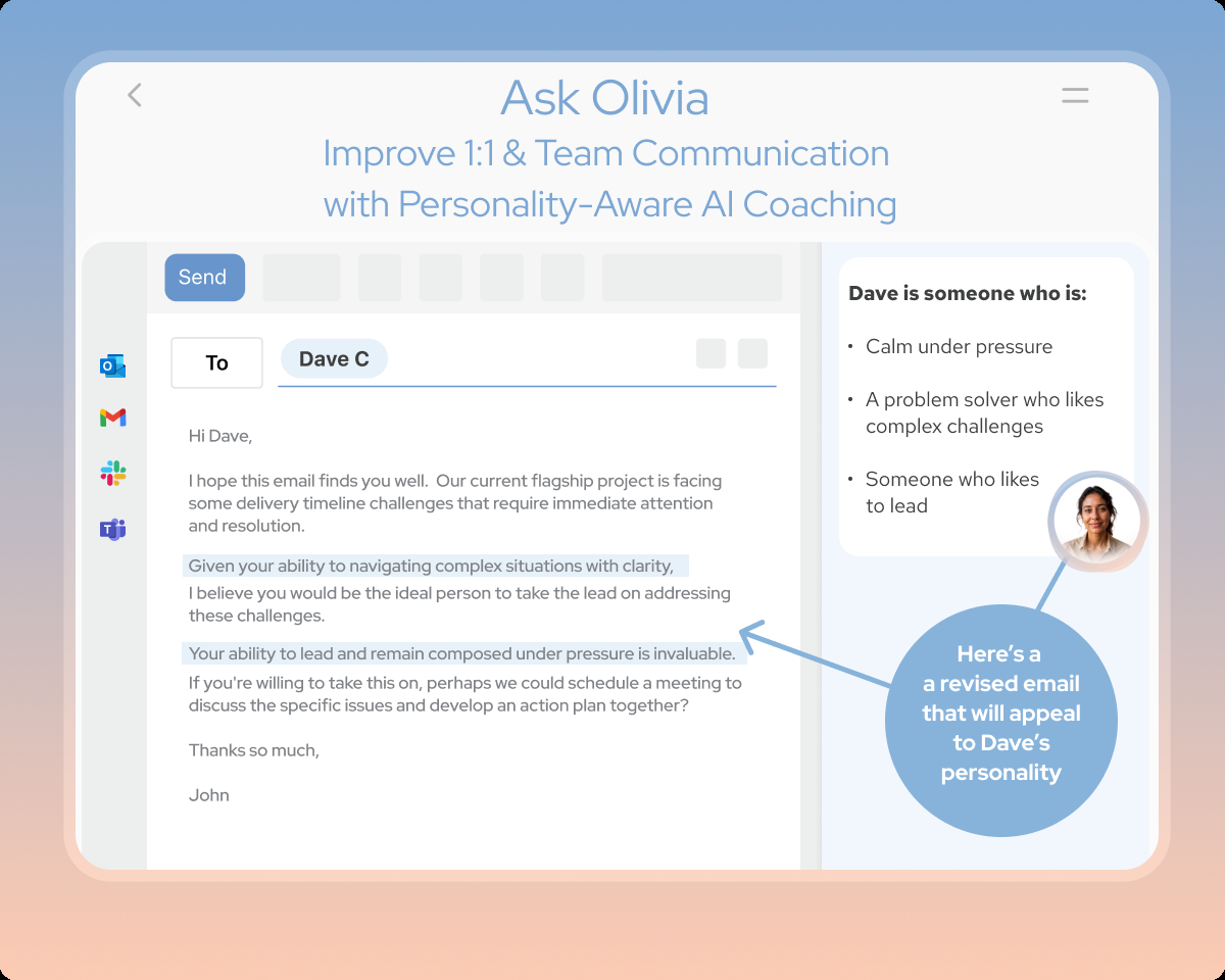 Ask Olivia - Your AI Communication Coach - Screenshot showing the interface and features of this AI tool